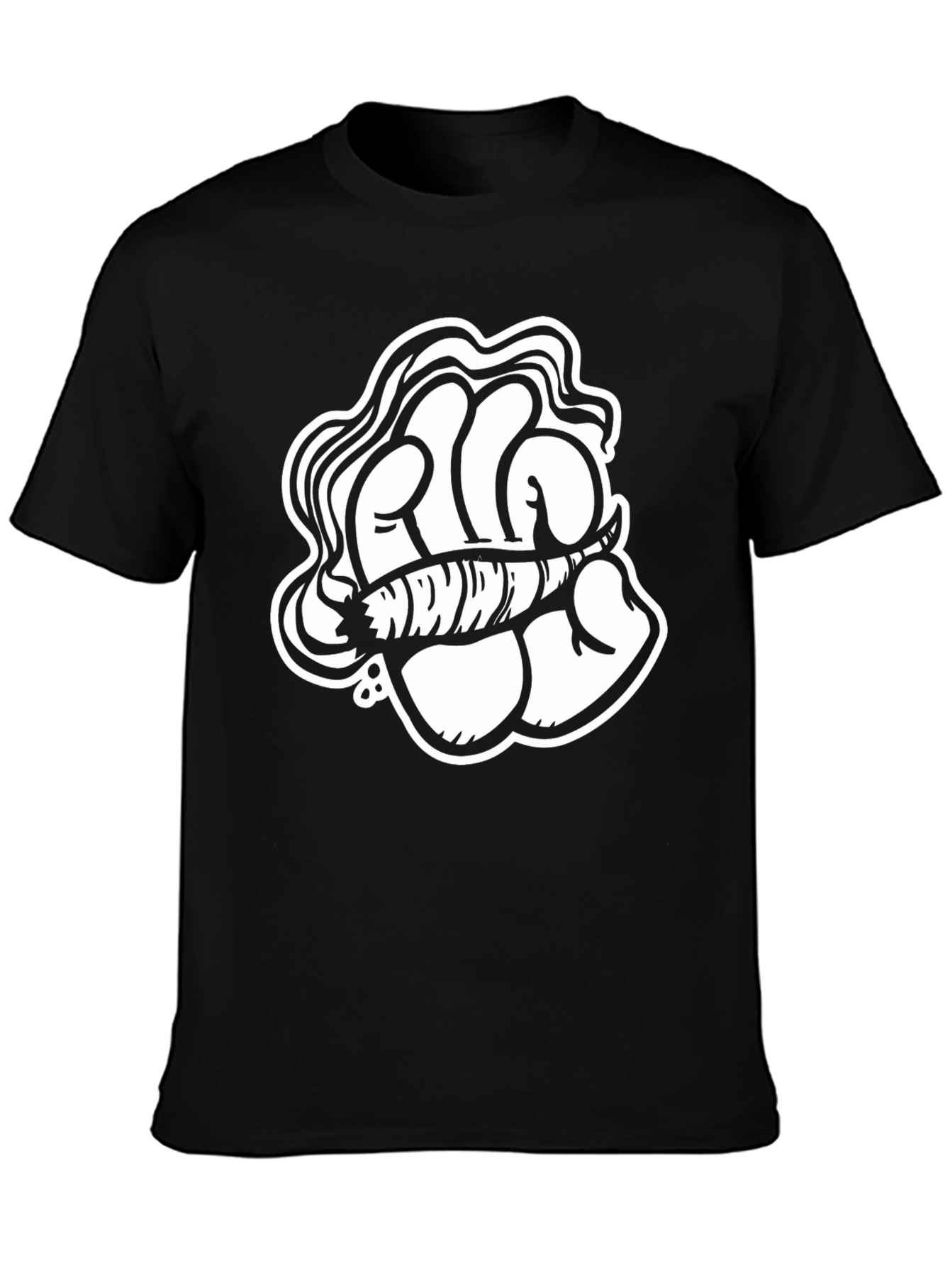 Black T-Shirt with Fist and Joint Graphic