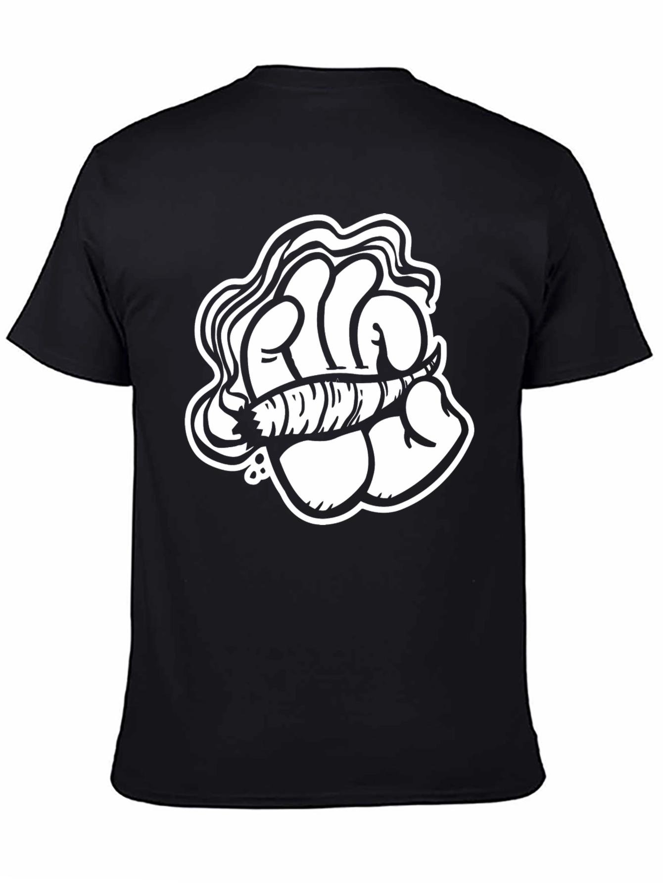 Black T-Shirt with Fist and Joint Graphic