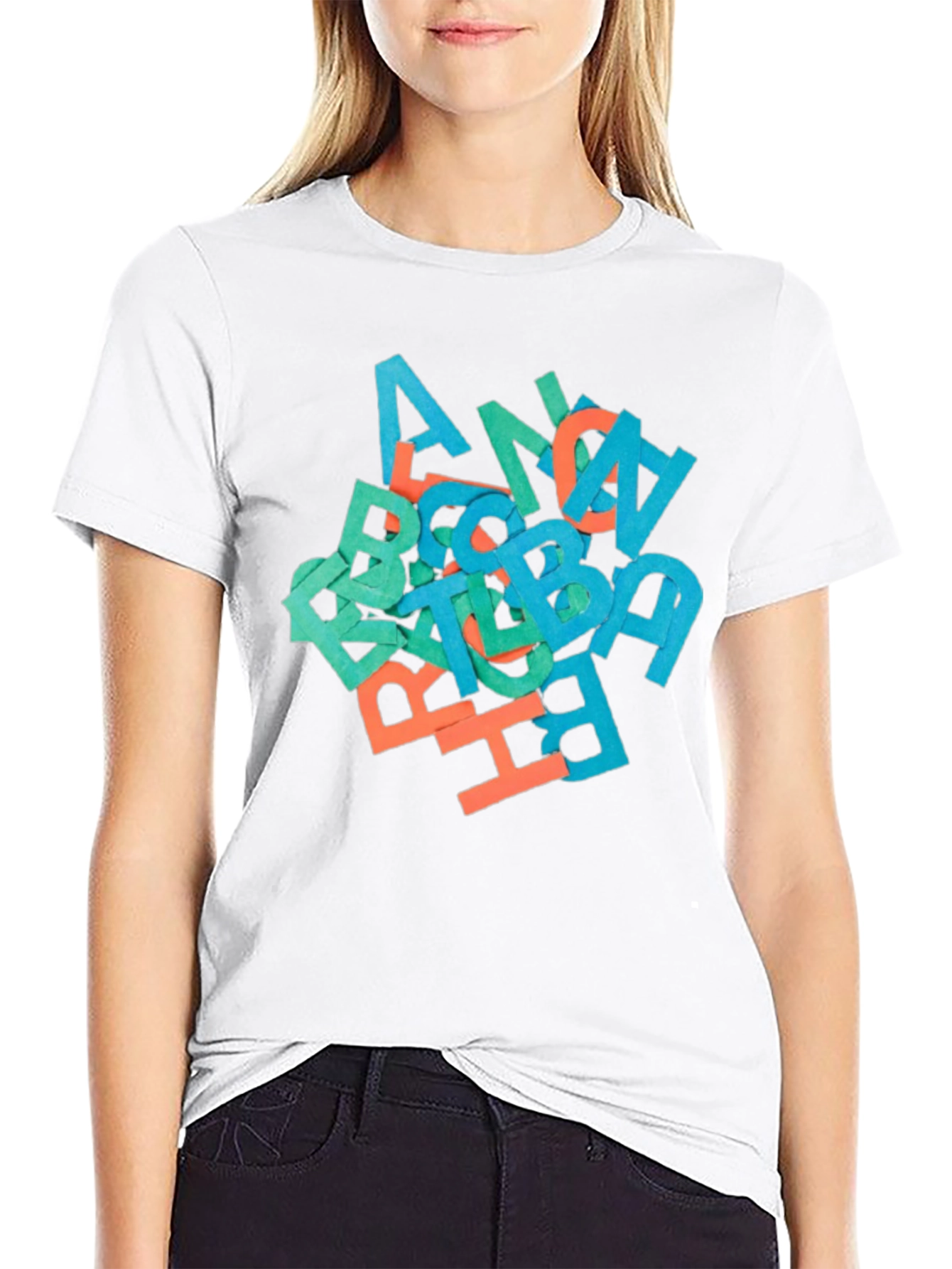 Abstract Letter Graphic Black T-Shirt