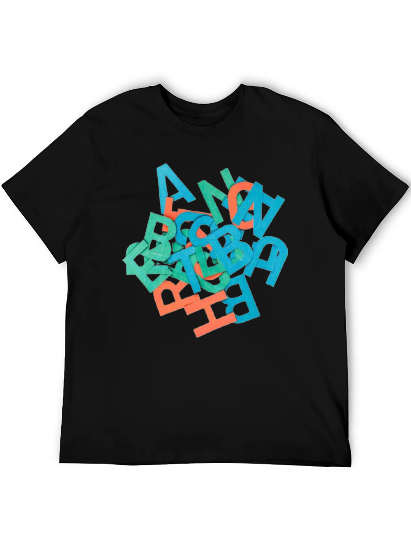 Abstract Letter Graphic Black T-Shirt