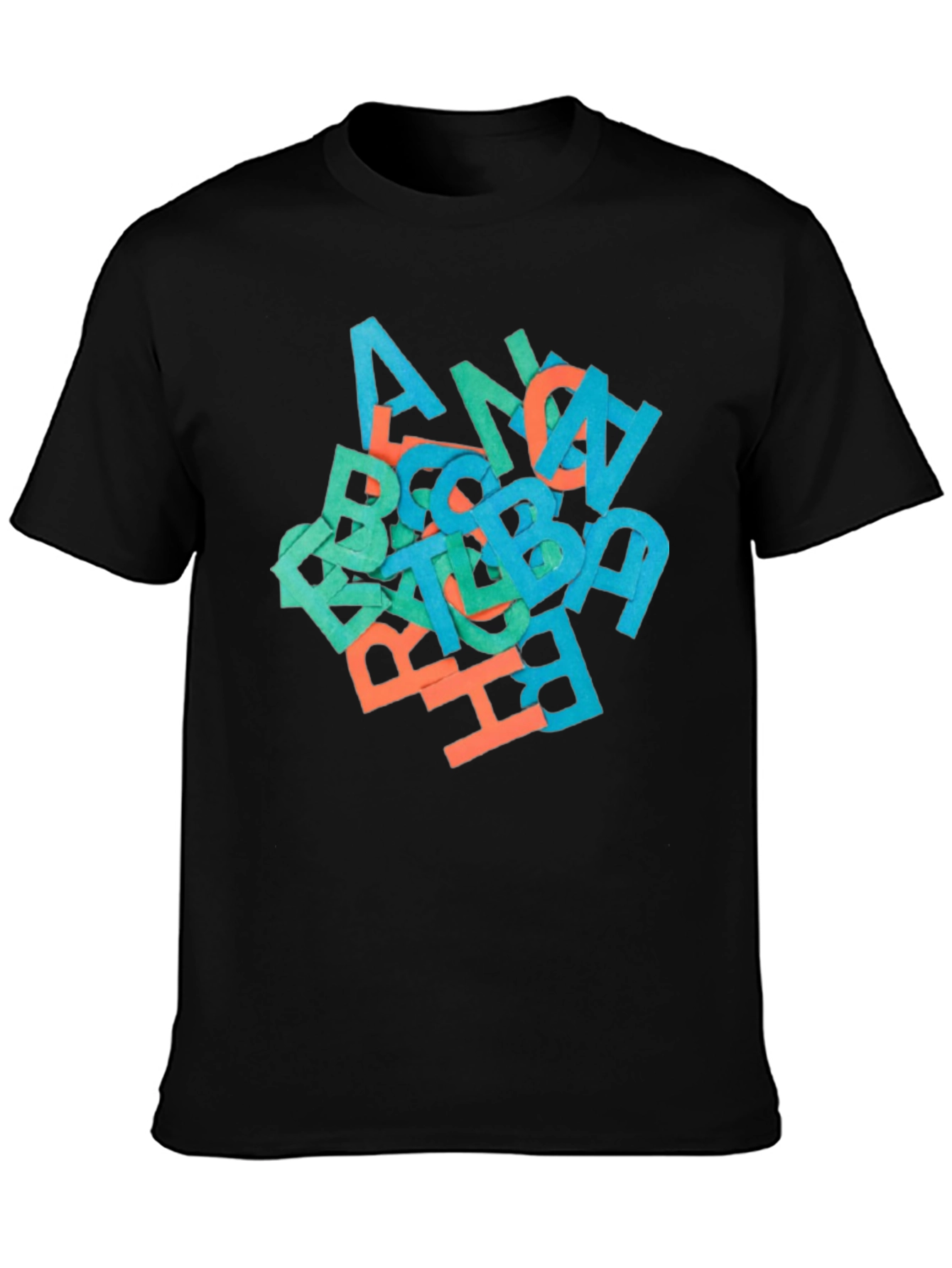Abstract Letter Graphic Black T-Shirt