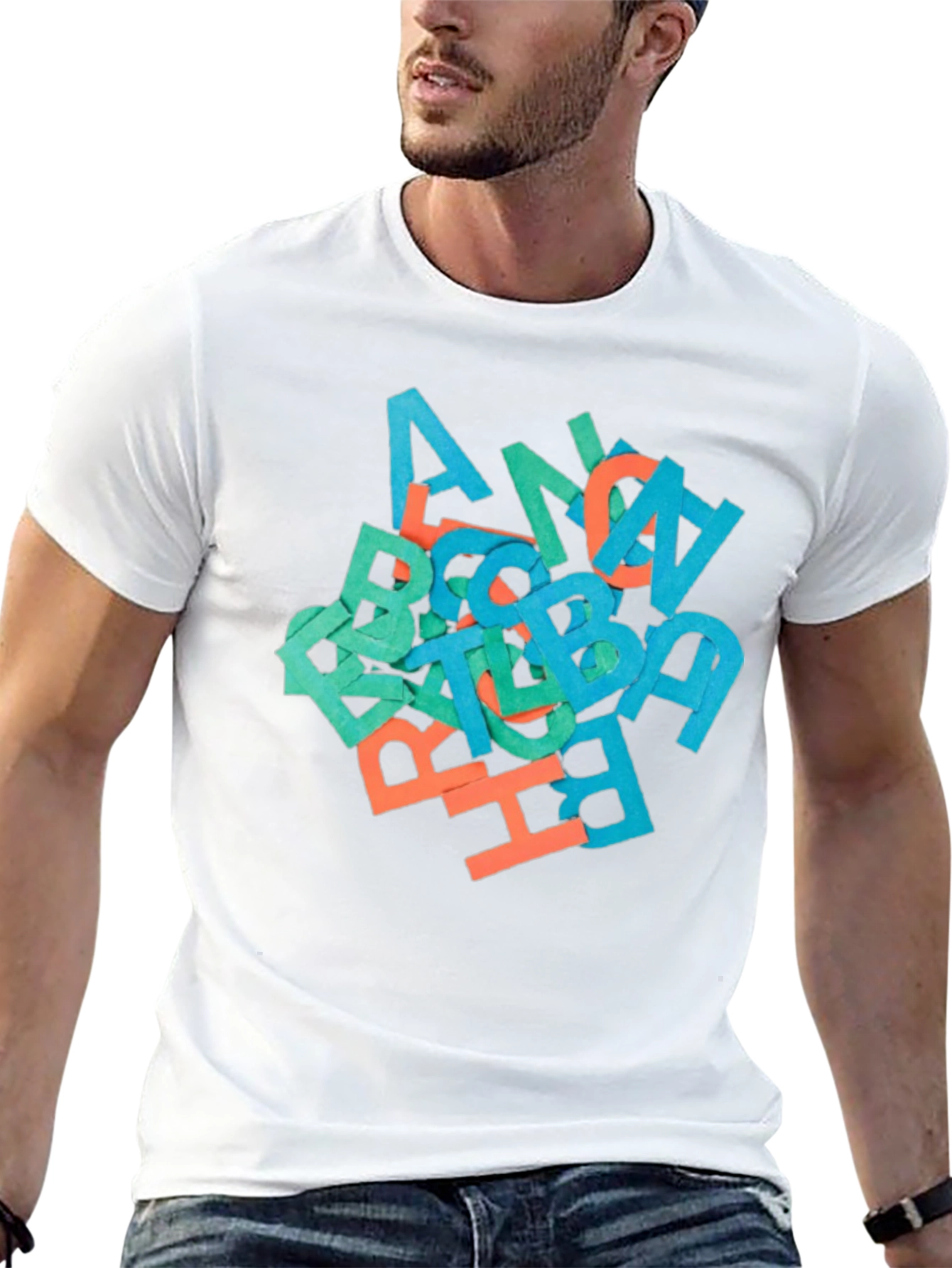 Abstract Letter Graphic Black T-Shirt