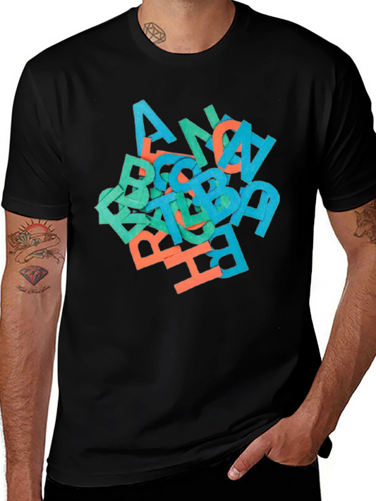 Abstract Letter Graphic Black T-Shirt