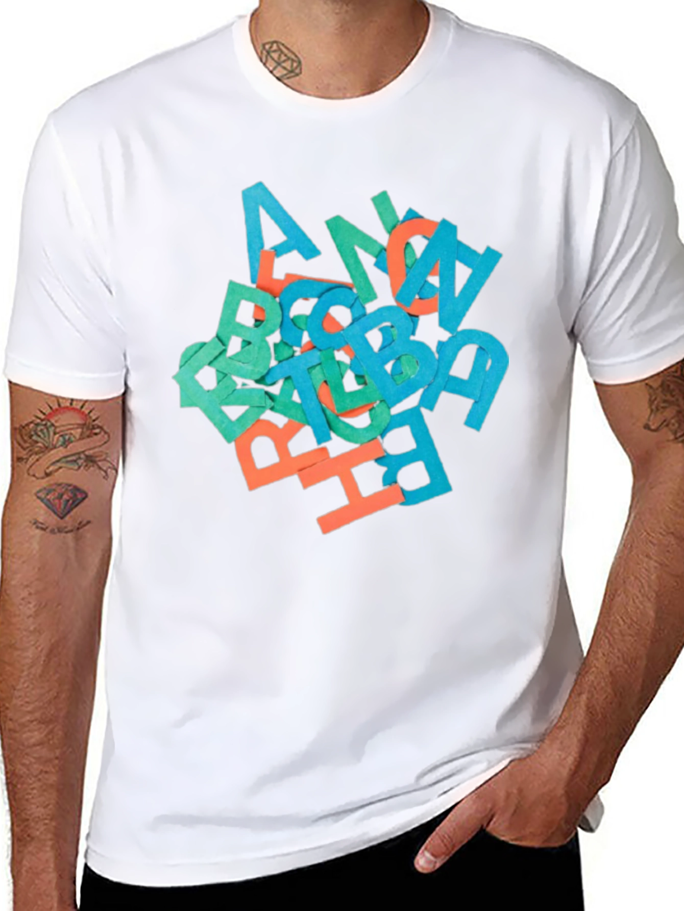 Abstract Letter Graphic Black T-Shirt
