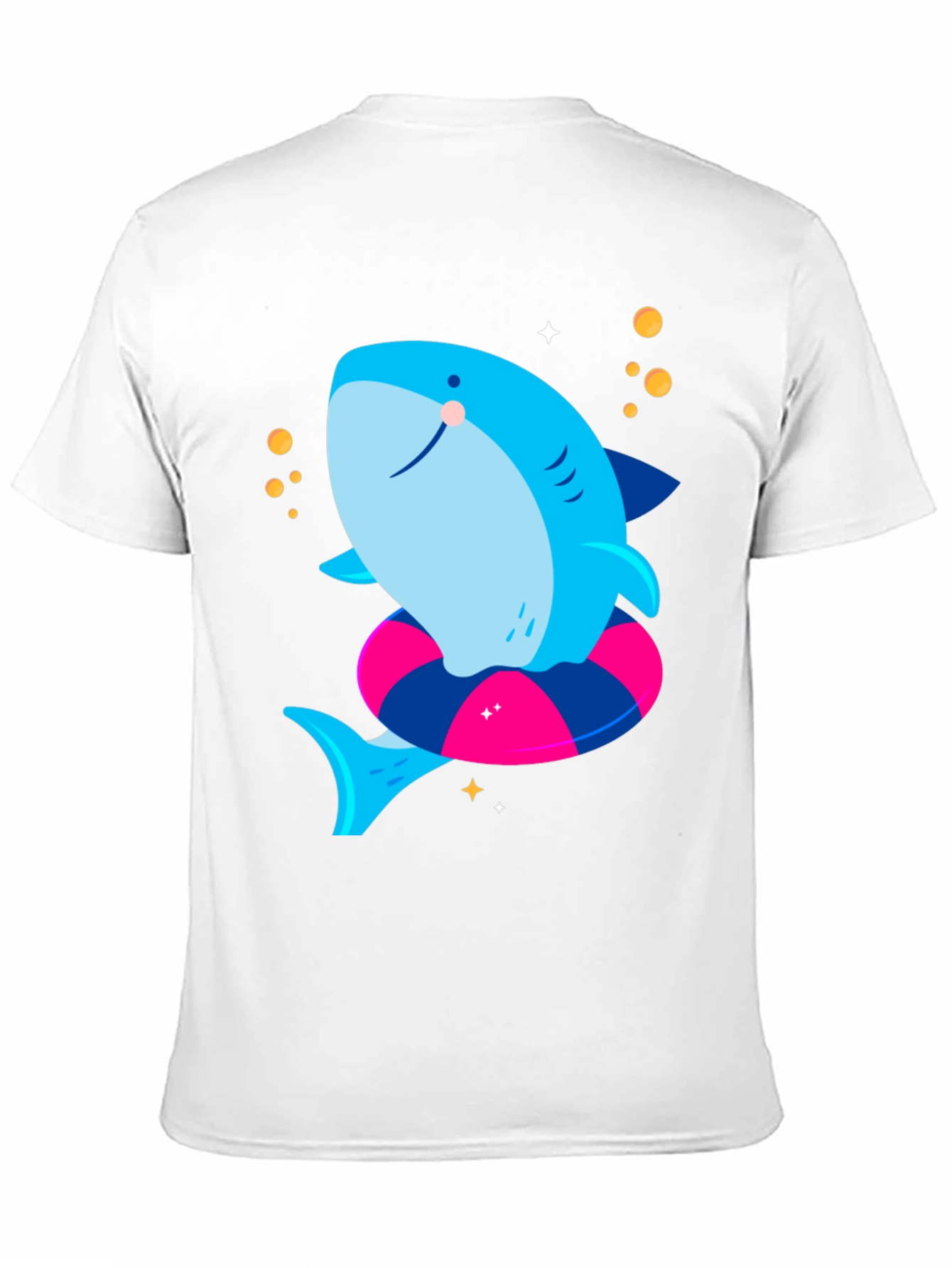 Cute Shark T-Shirt with Inflatable Ring - Black Tee