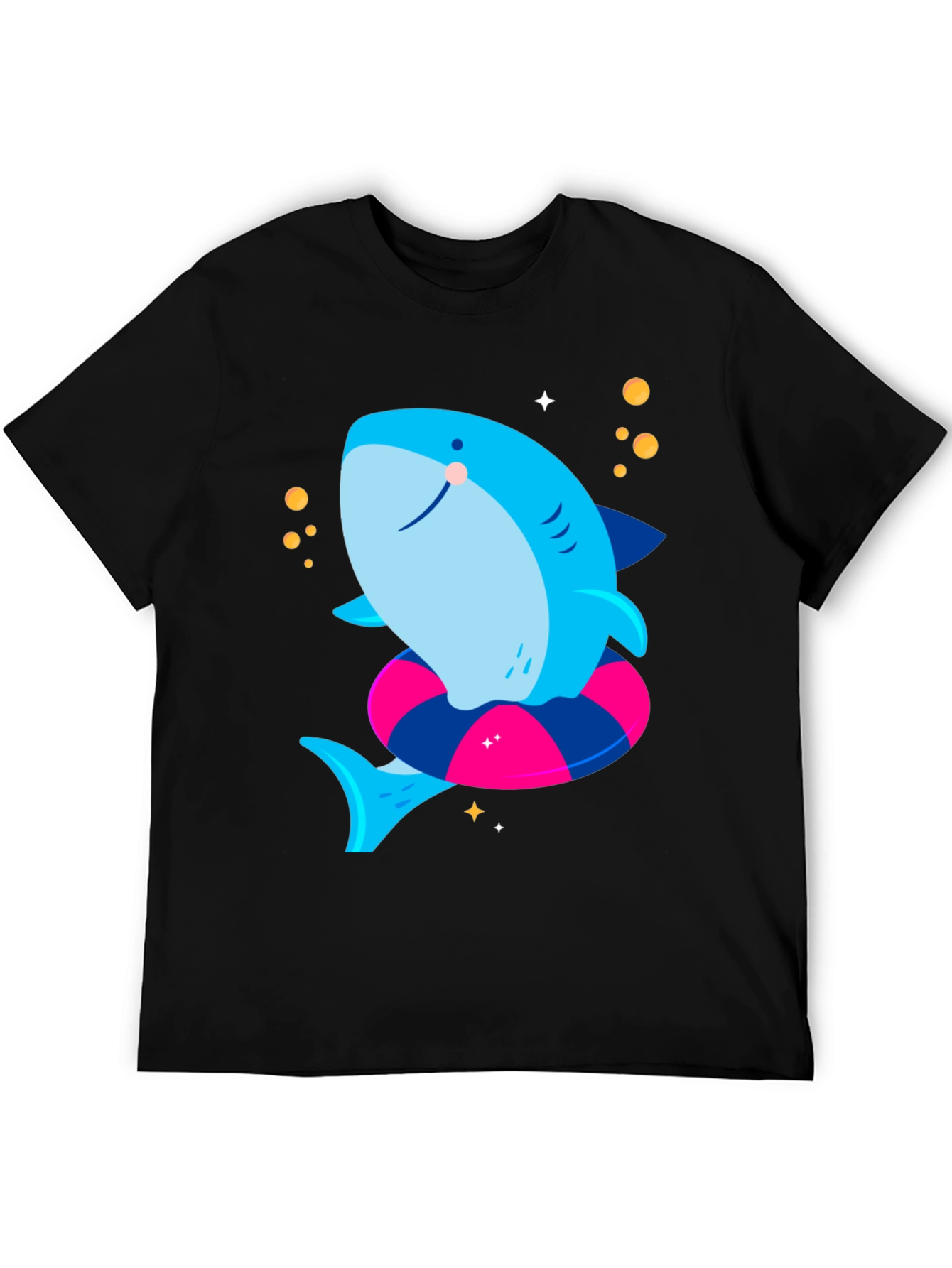 Cute Shark T-Shirt with Inflatable Ring - Black Tee