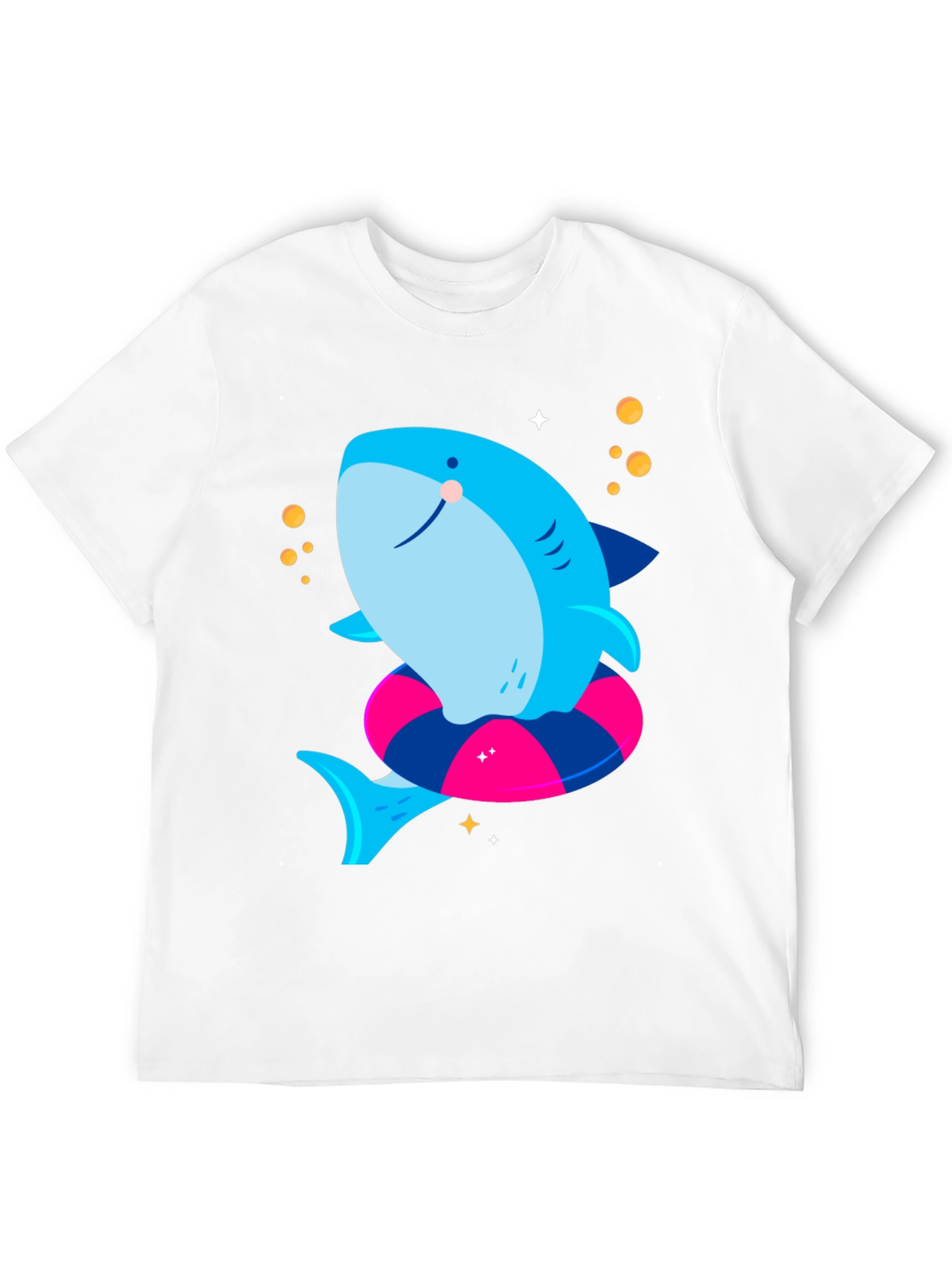 Cute Shark T-Shirt with Inflatable Ring - Black Tee