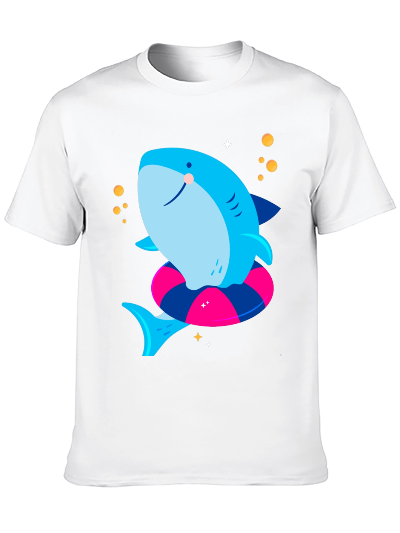 Cute Shark T-Shirt with Inflatable Ring - Black Tee