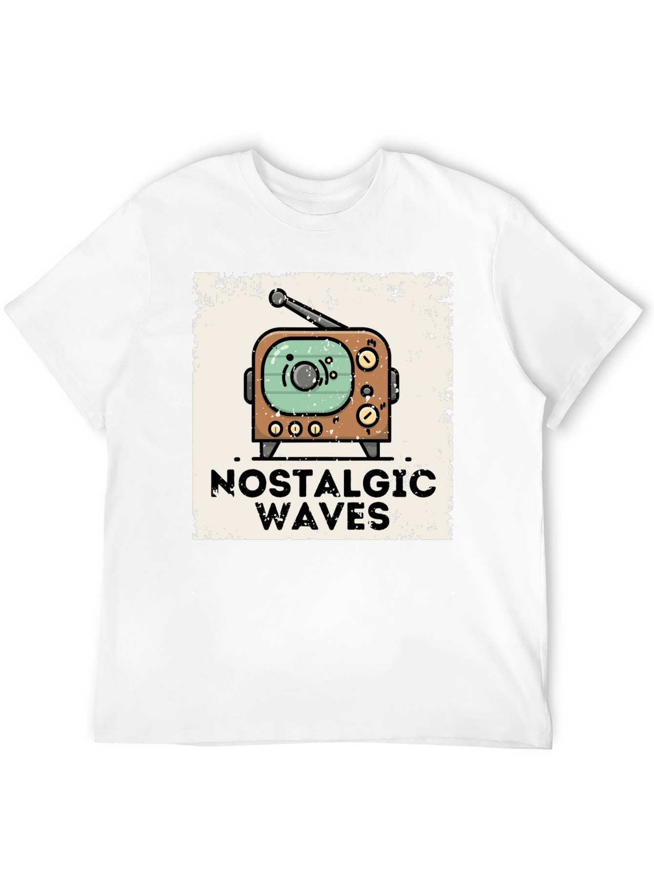 Nostalgic Waves Retro TV Graphic Tee - Black
