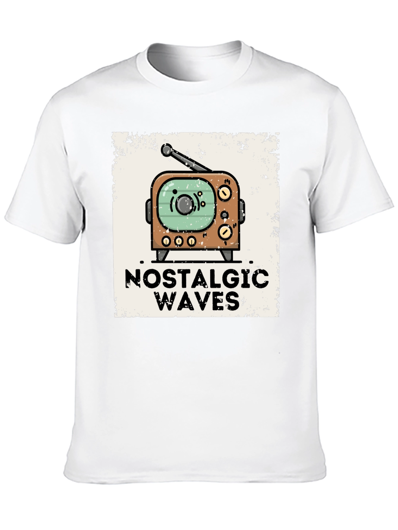 Nostalgic Waves Retro TV Graphic Tee - Black