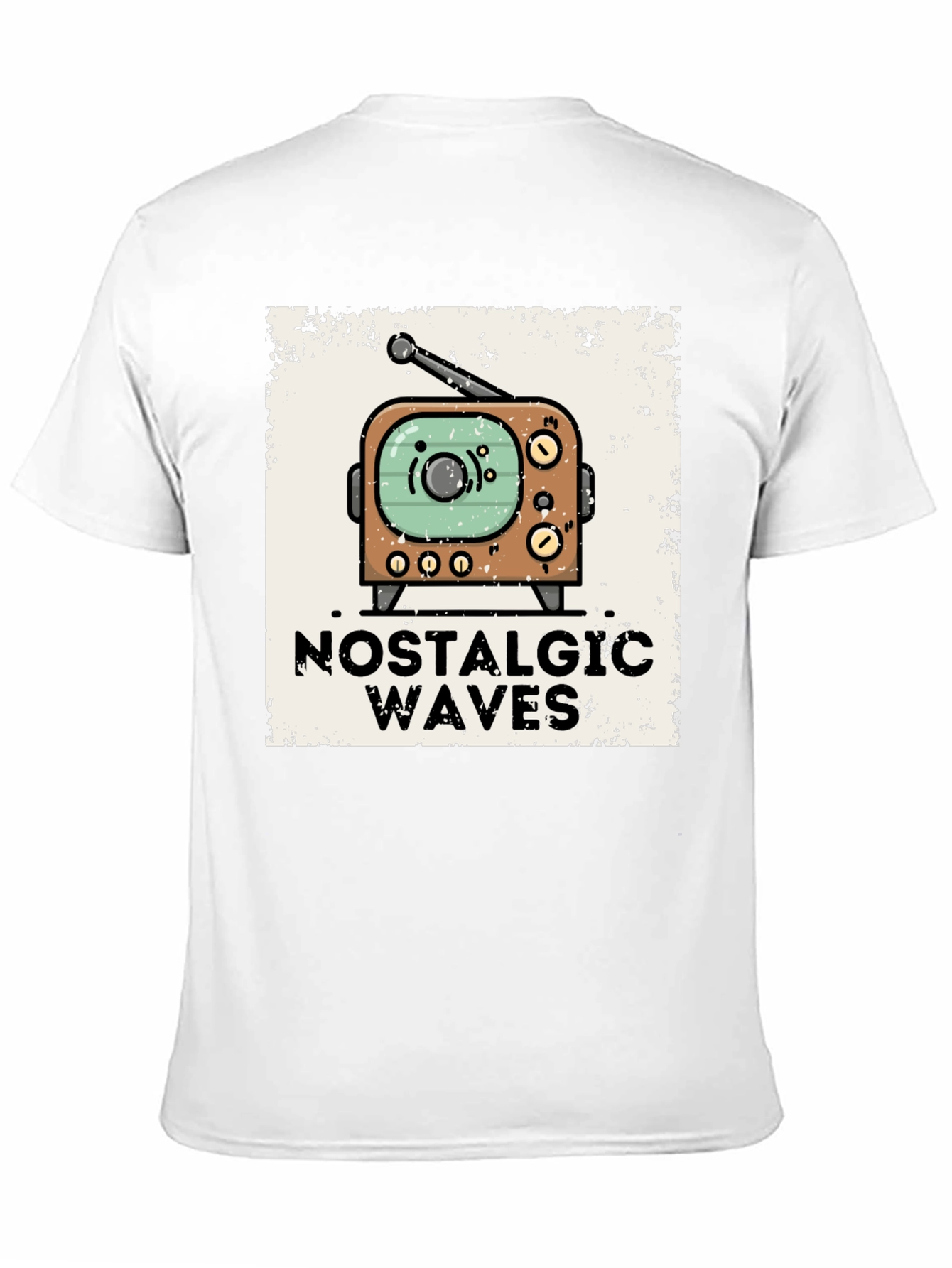 Nostalgic Waves Retro TV Graphic Tee - Black