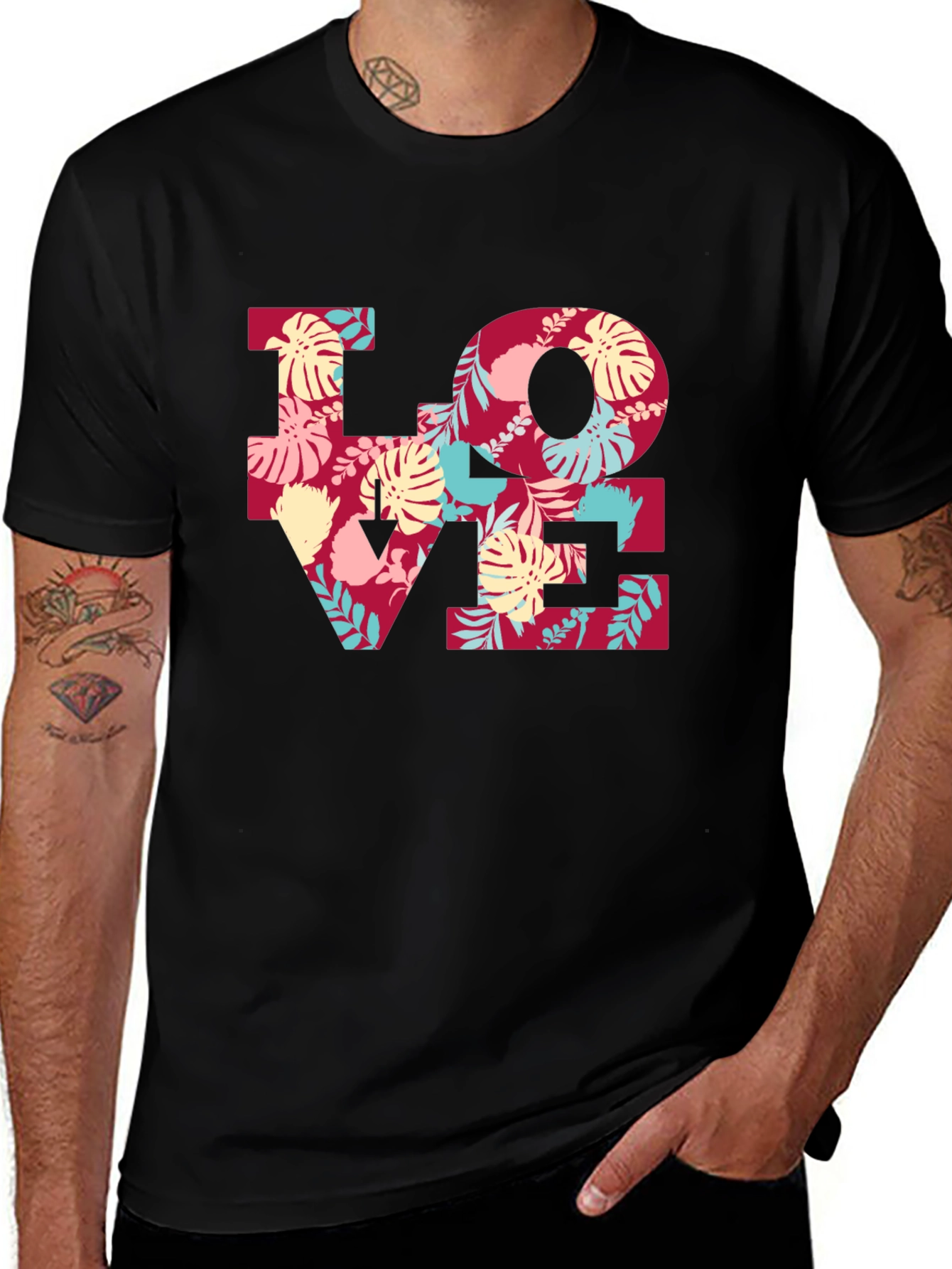 Tropical LOVE T-Shirt - Floral Design