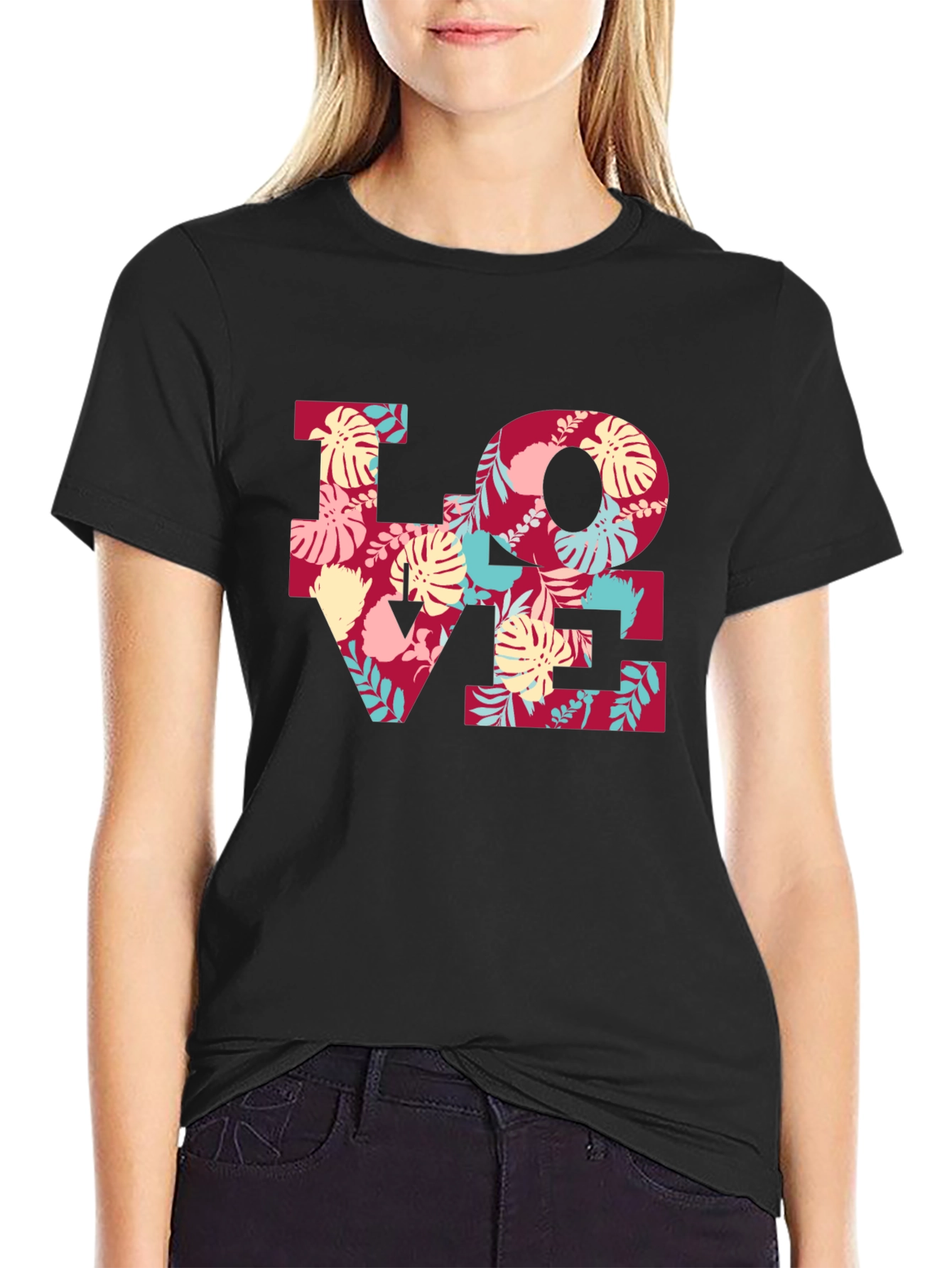 Tropical LOVE T-Shirt - Floral Design