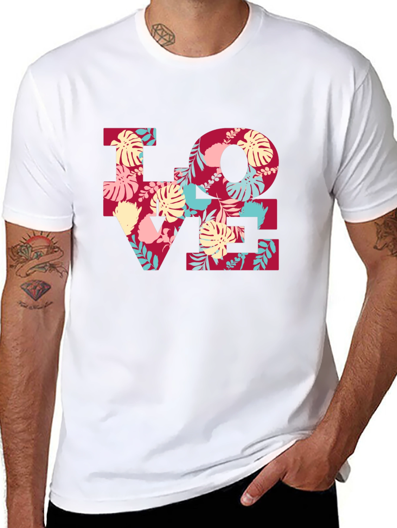 Tropical LOVE T-Shirt - Floral Design