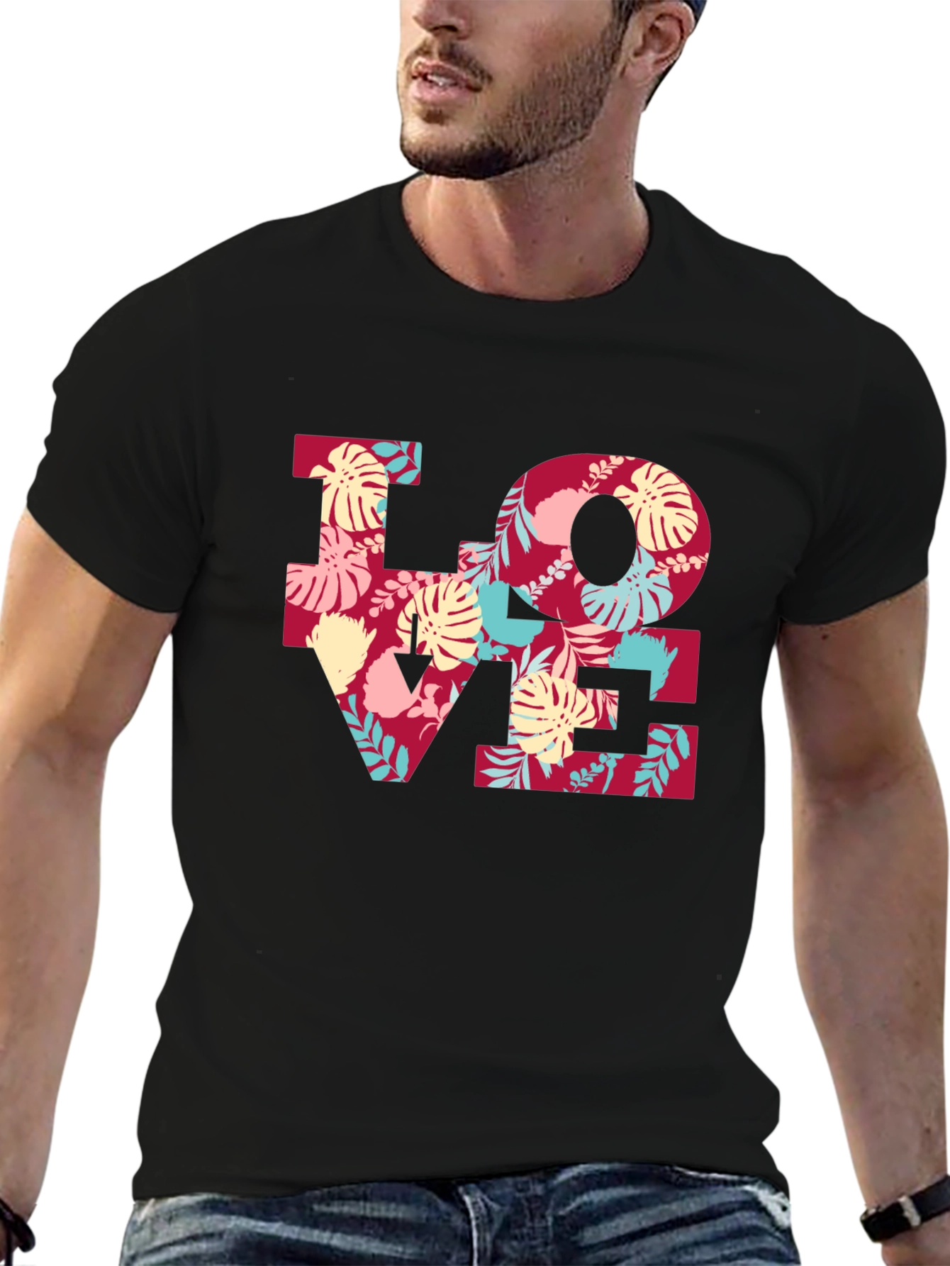 Tropical LOVE T-Shirt - Floral Design
