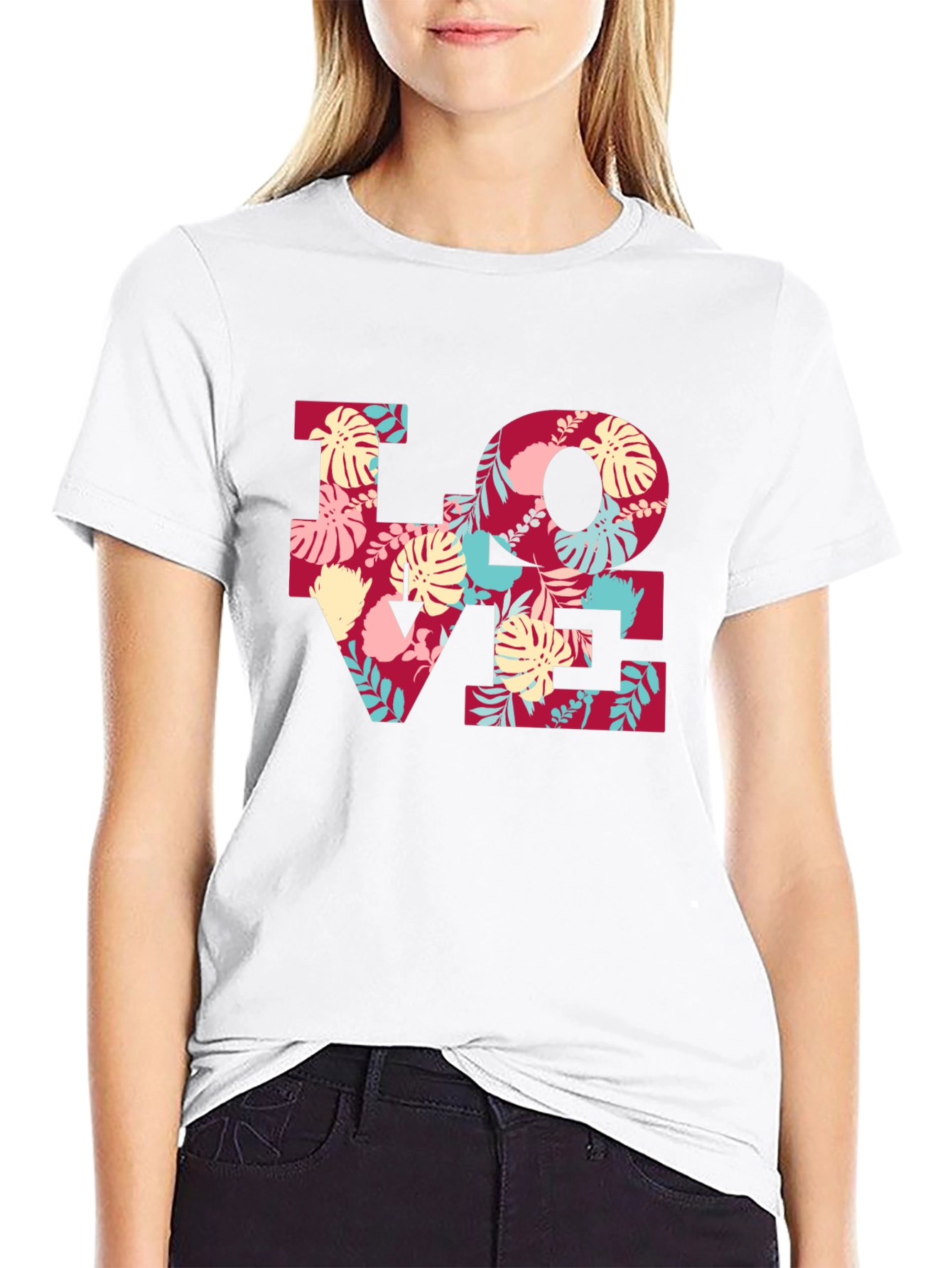 Tropical LOVE T-Shirt - Floral Design