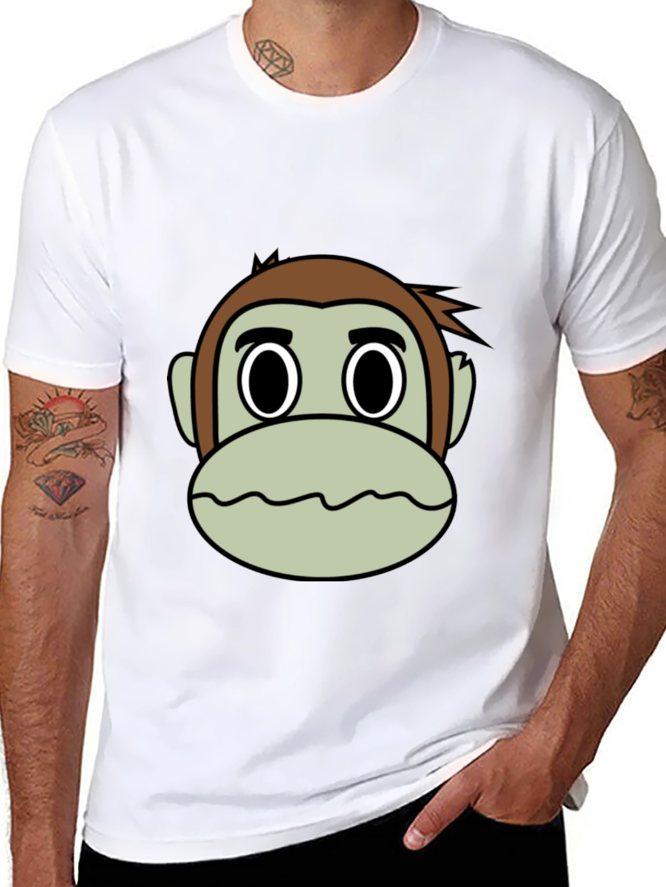 Funny Monkey Face Graphic T-Shirt - Classic Black Tee