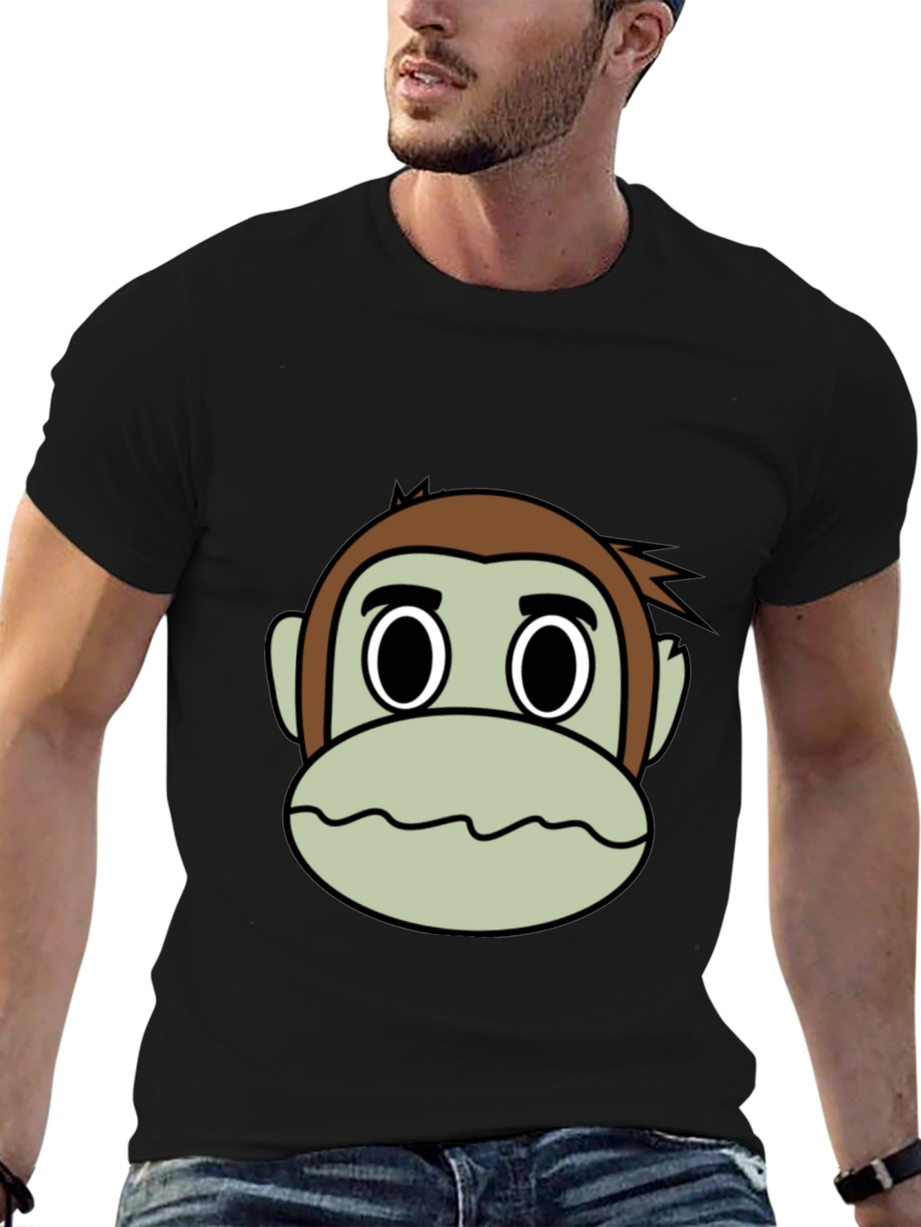 Funny Monkey Face Graphic T-Shirt - Classic Black Tee