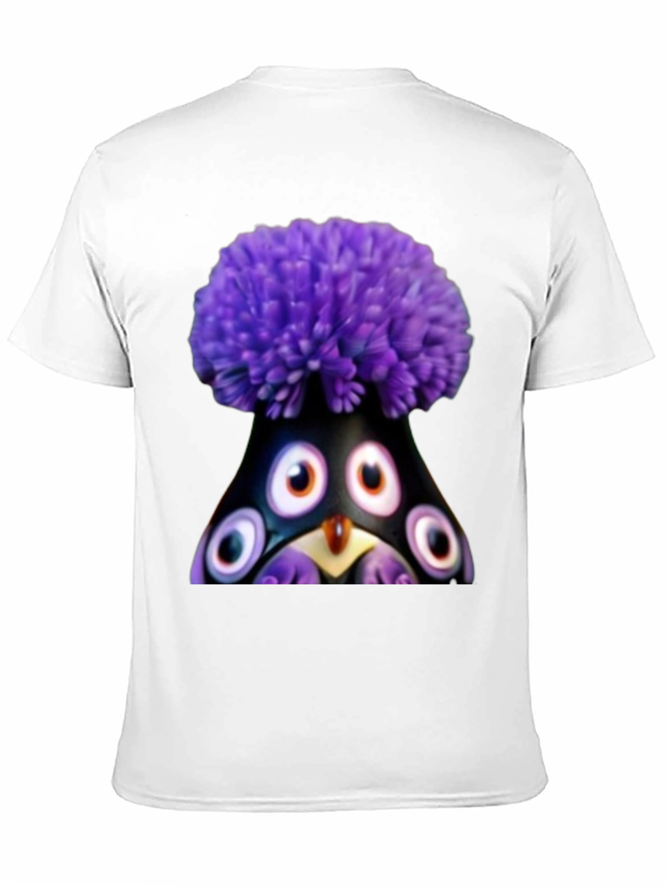 Whimsical Purple Pompom Monster Graphic Tee