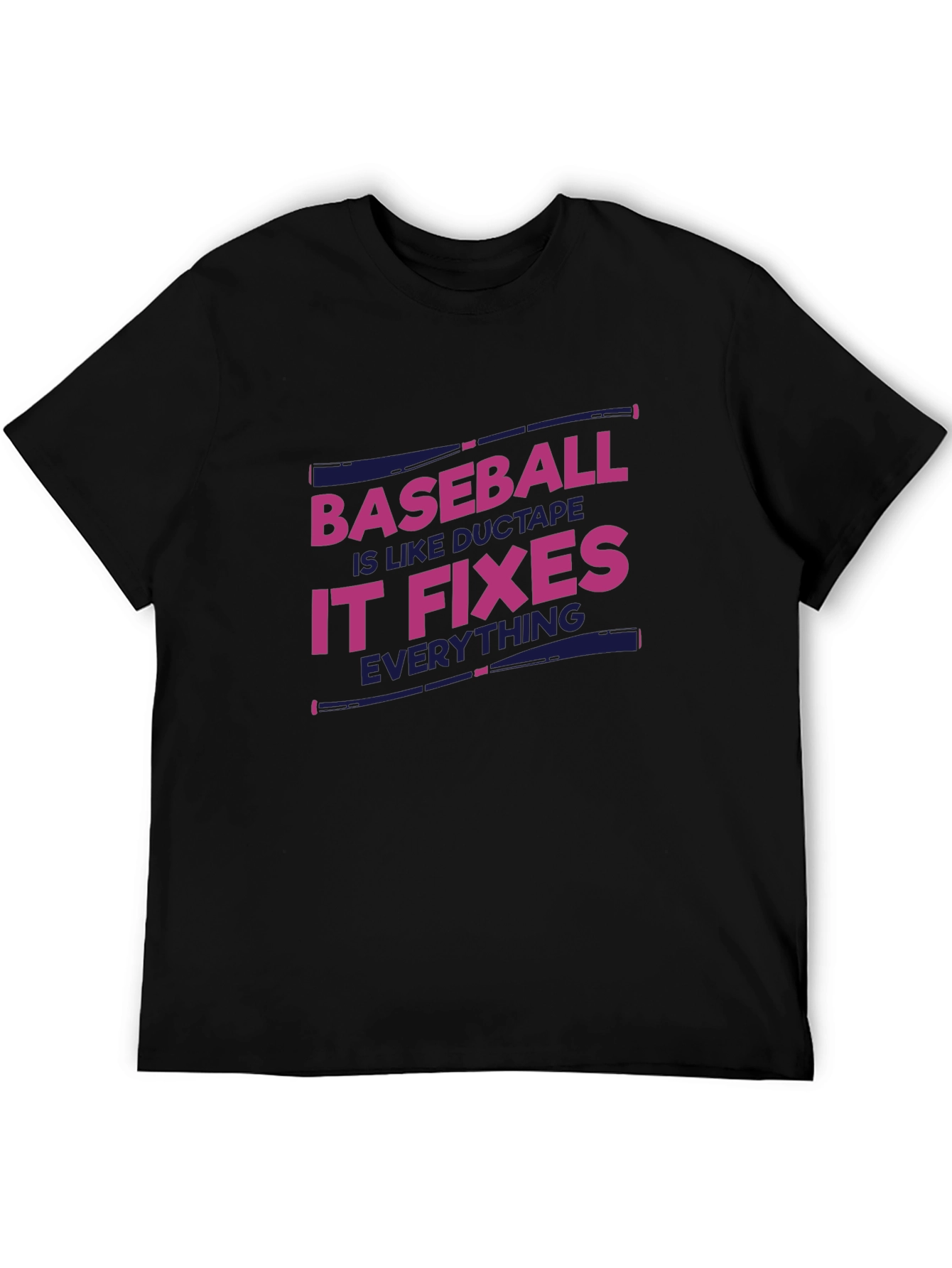 Baseball Fixes Everything T-Shirt - Black