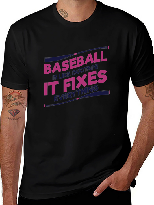 Baseball Fixes Everything T-Shirt - Black
