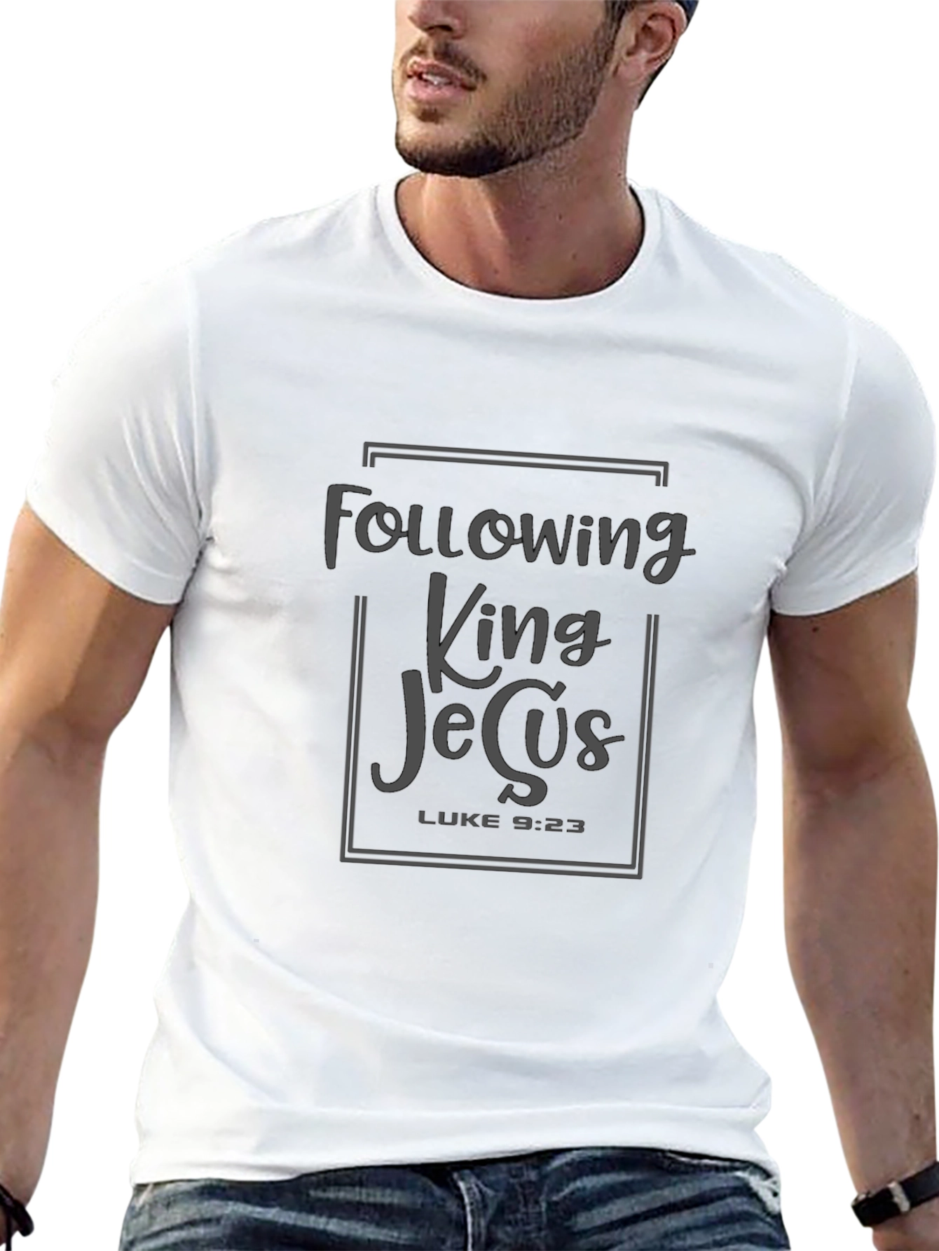 Following King Jesus Black Graphic T-Shirt