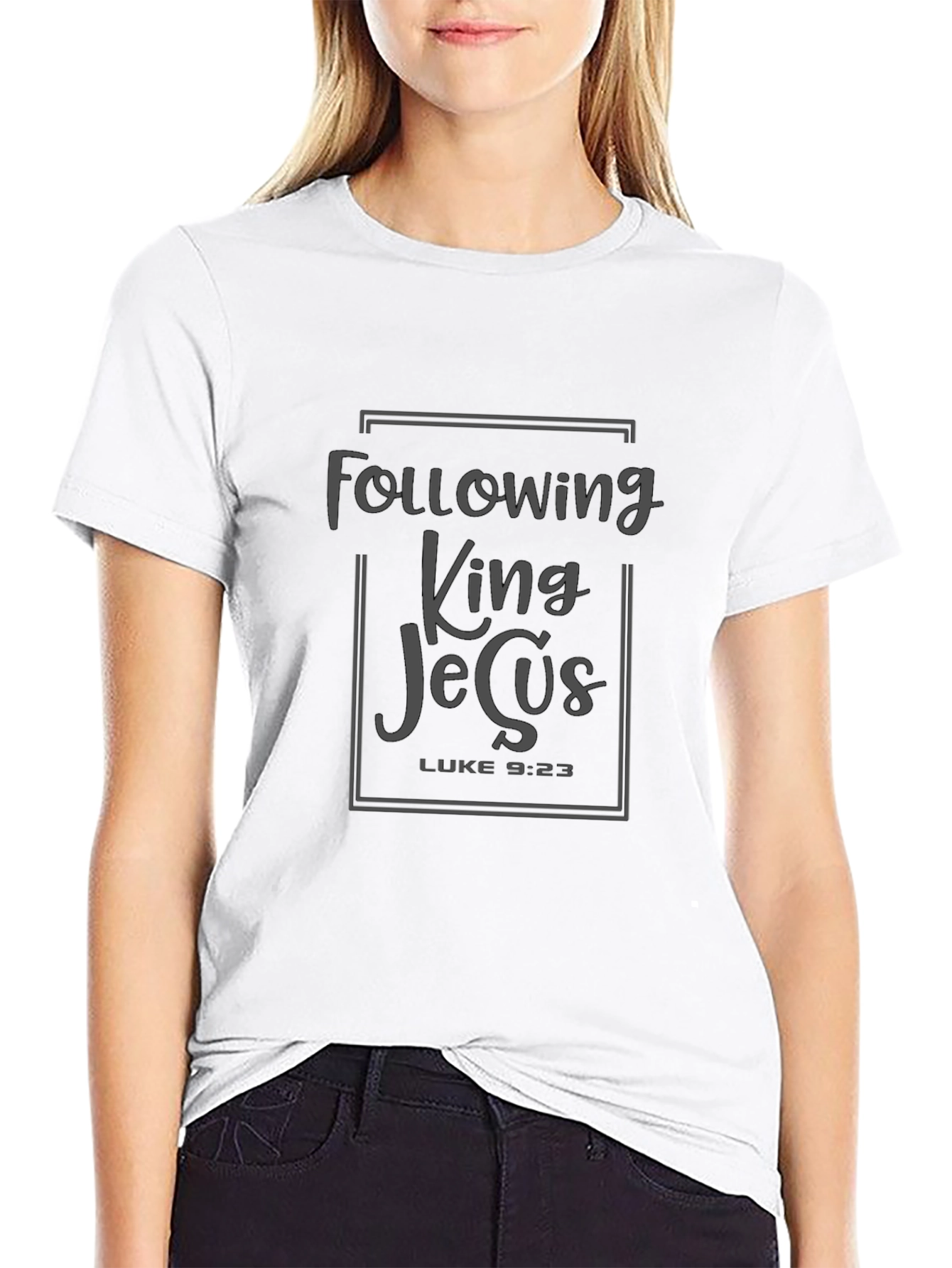 Following King Jesus Black Graphic T-Shirt