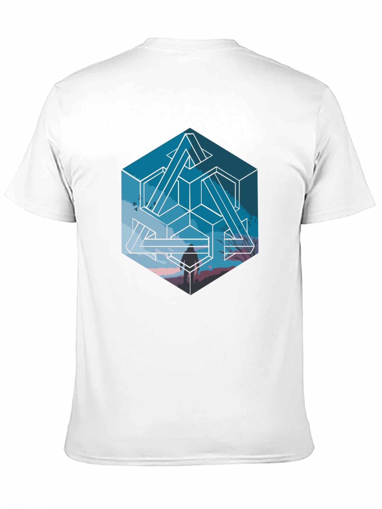 Impossible Cube Graphic Tee - Stylish Optical Illusion Design