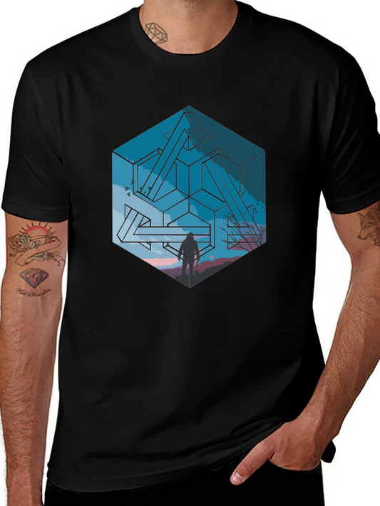 Impossible Cube Graphic Tee - Stylish Optical Illusion Design