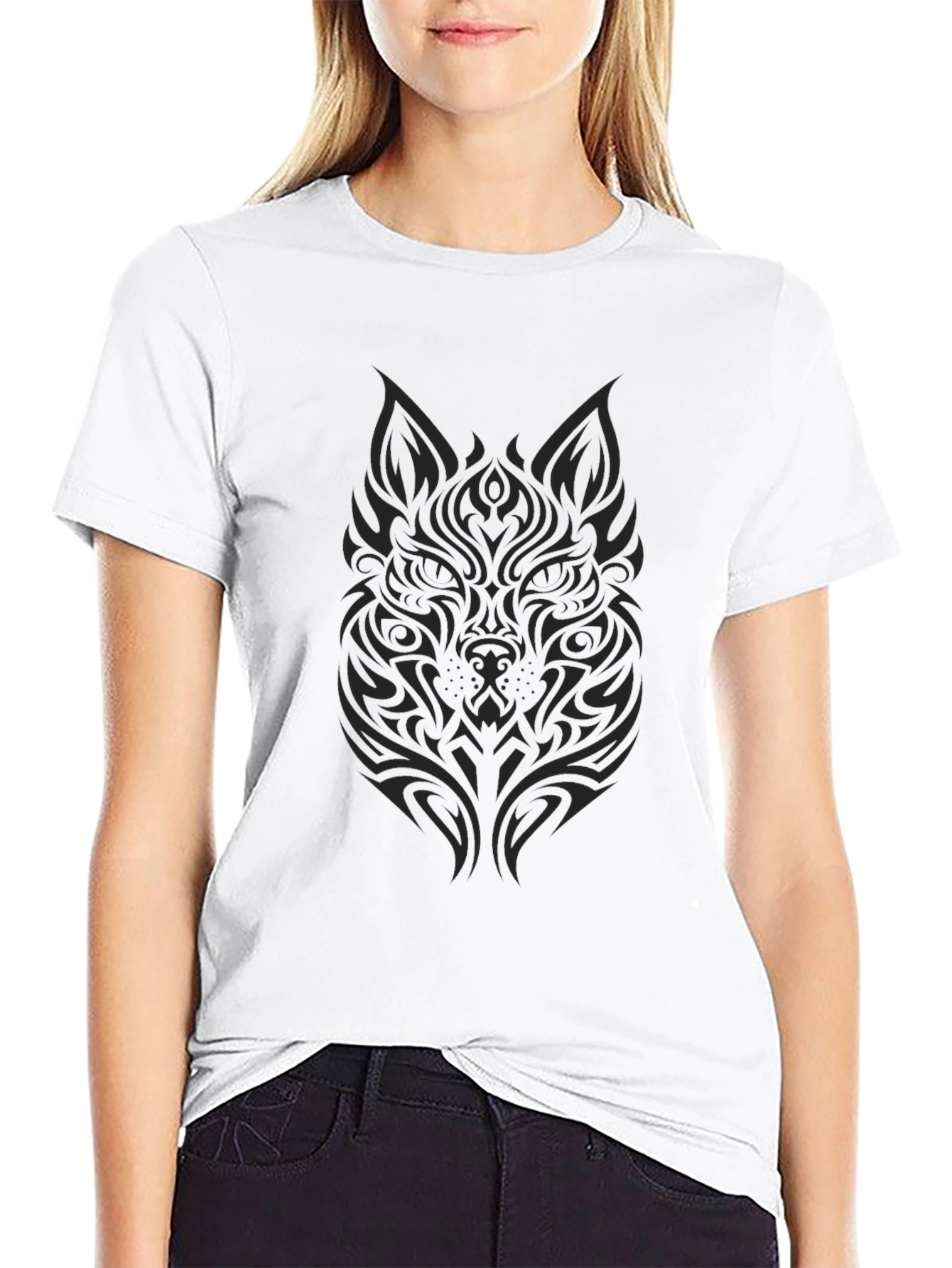 Mens Black Wolf Graphic T-Shirt