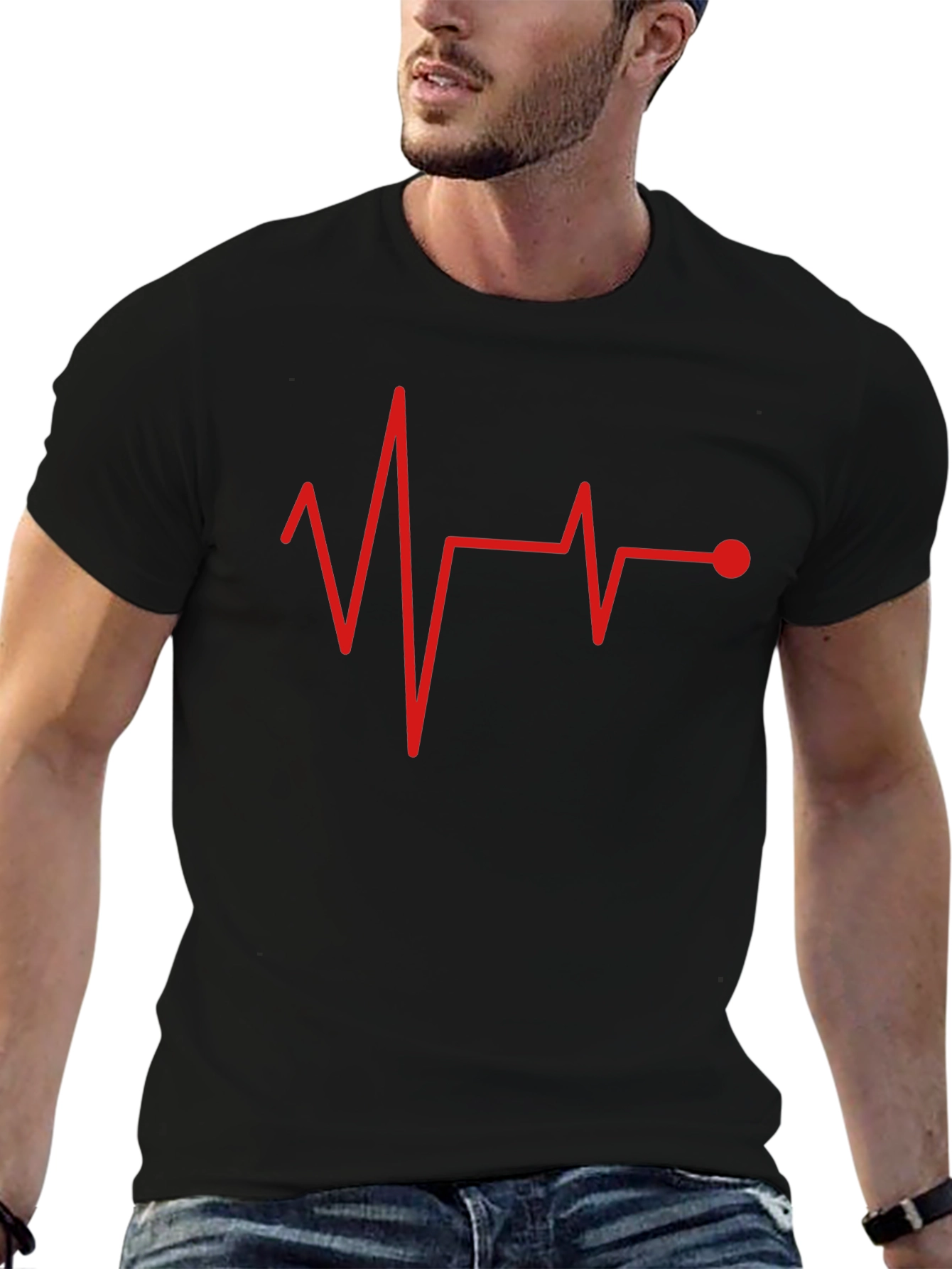 Heartbeat Pulse Black Graphic Tee