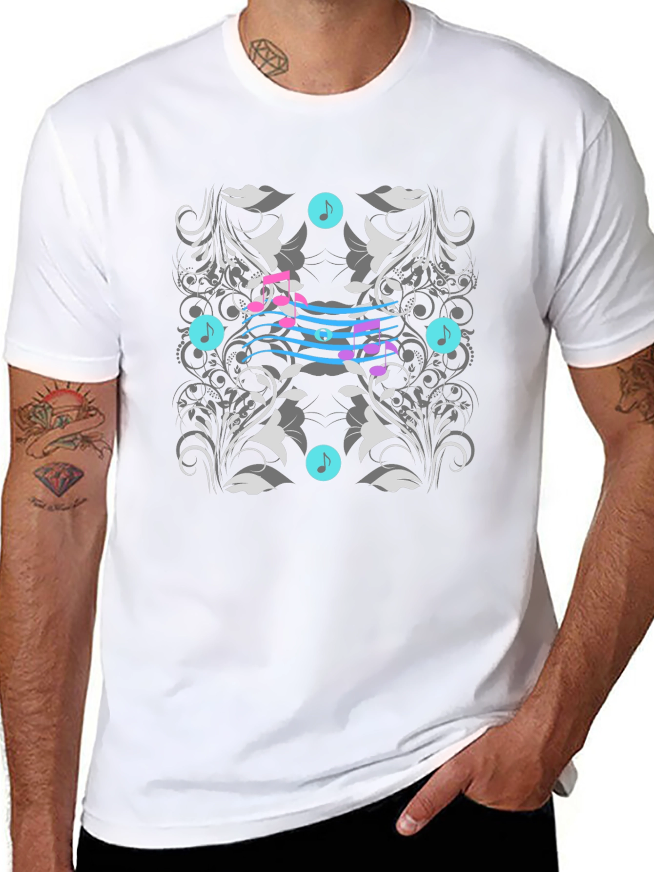Musical Note Floral T-Shirt: Stylish and Unique Design