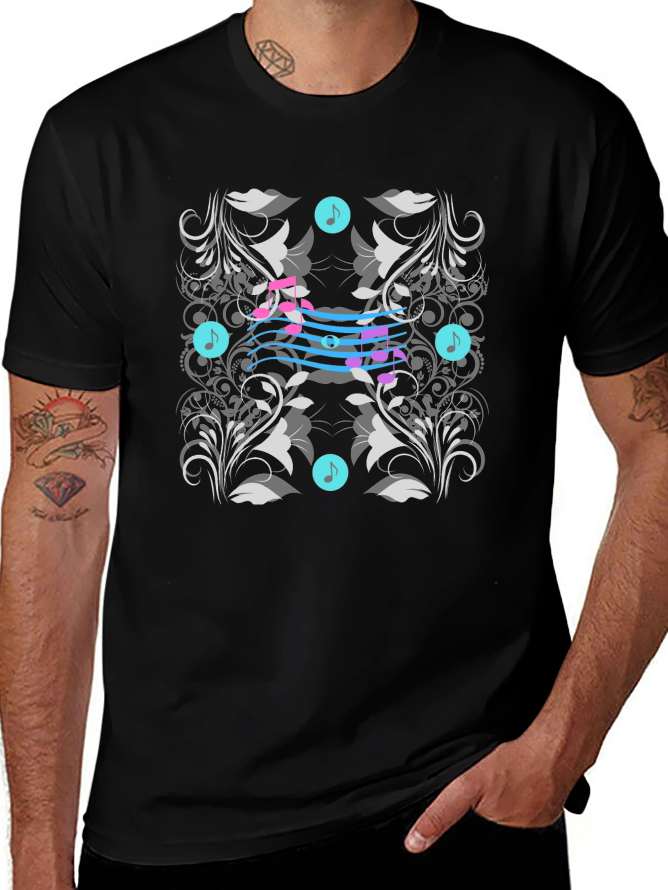Musical Note Floral T-Shirt: Stylish and Unique Design
