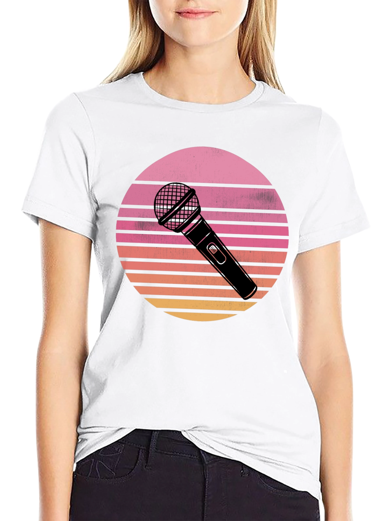 Retro Microphone Sunset Graphic Tee