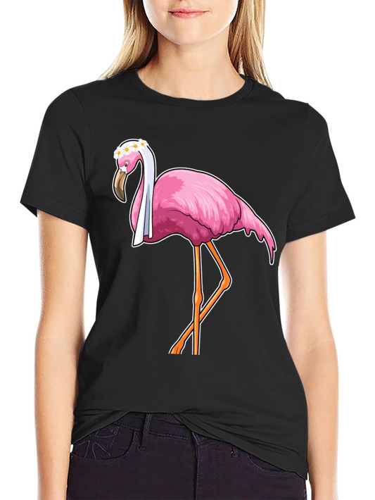 Funny Flamingo T-Shirt with Floral Crown