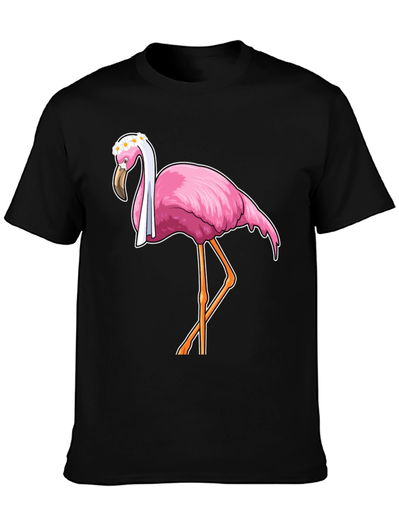 Funny Flamingo T-Shirt with Floral Crown