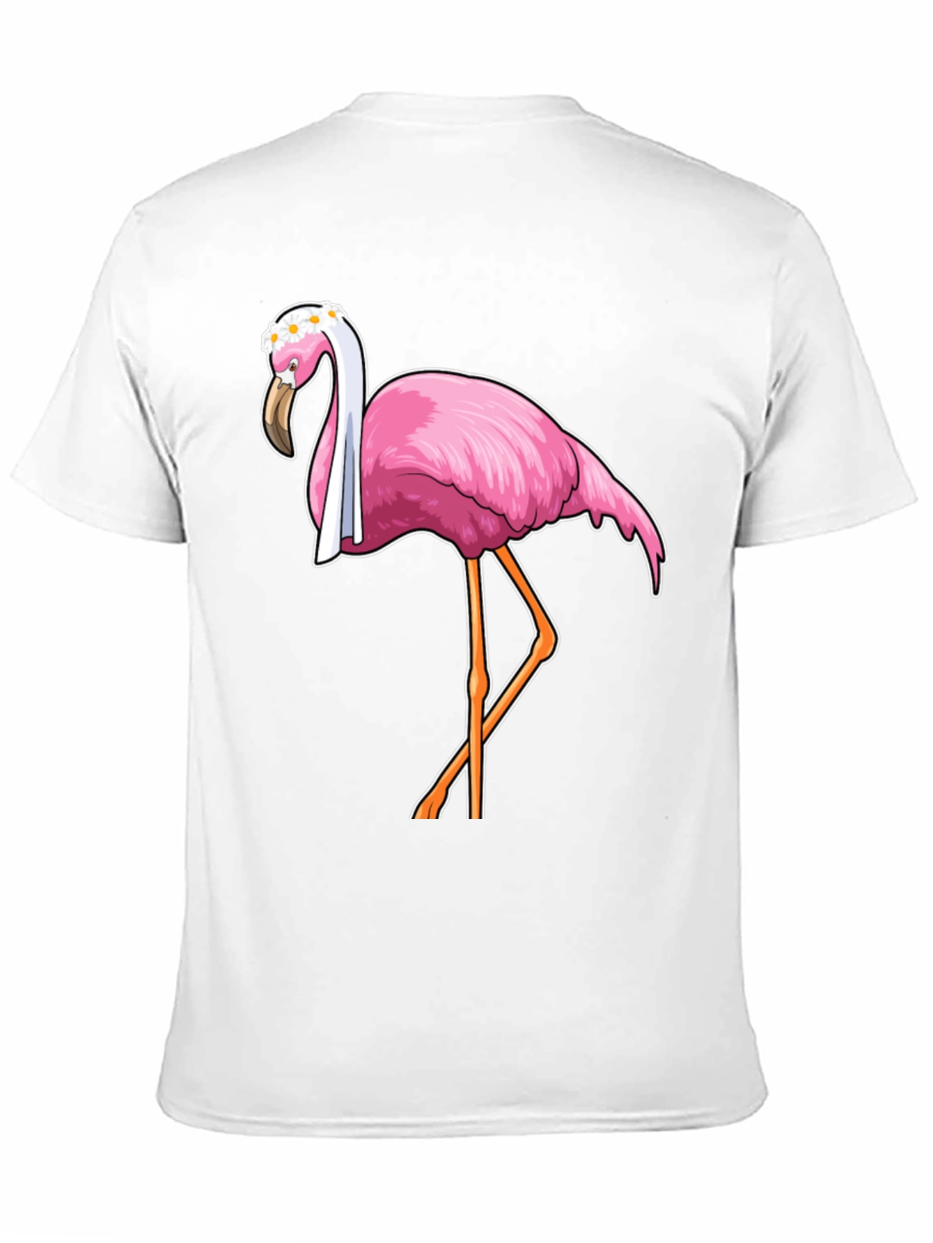 Funny Flamingo T-Shirt with Floral Crown