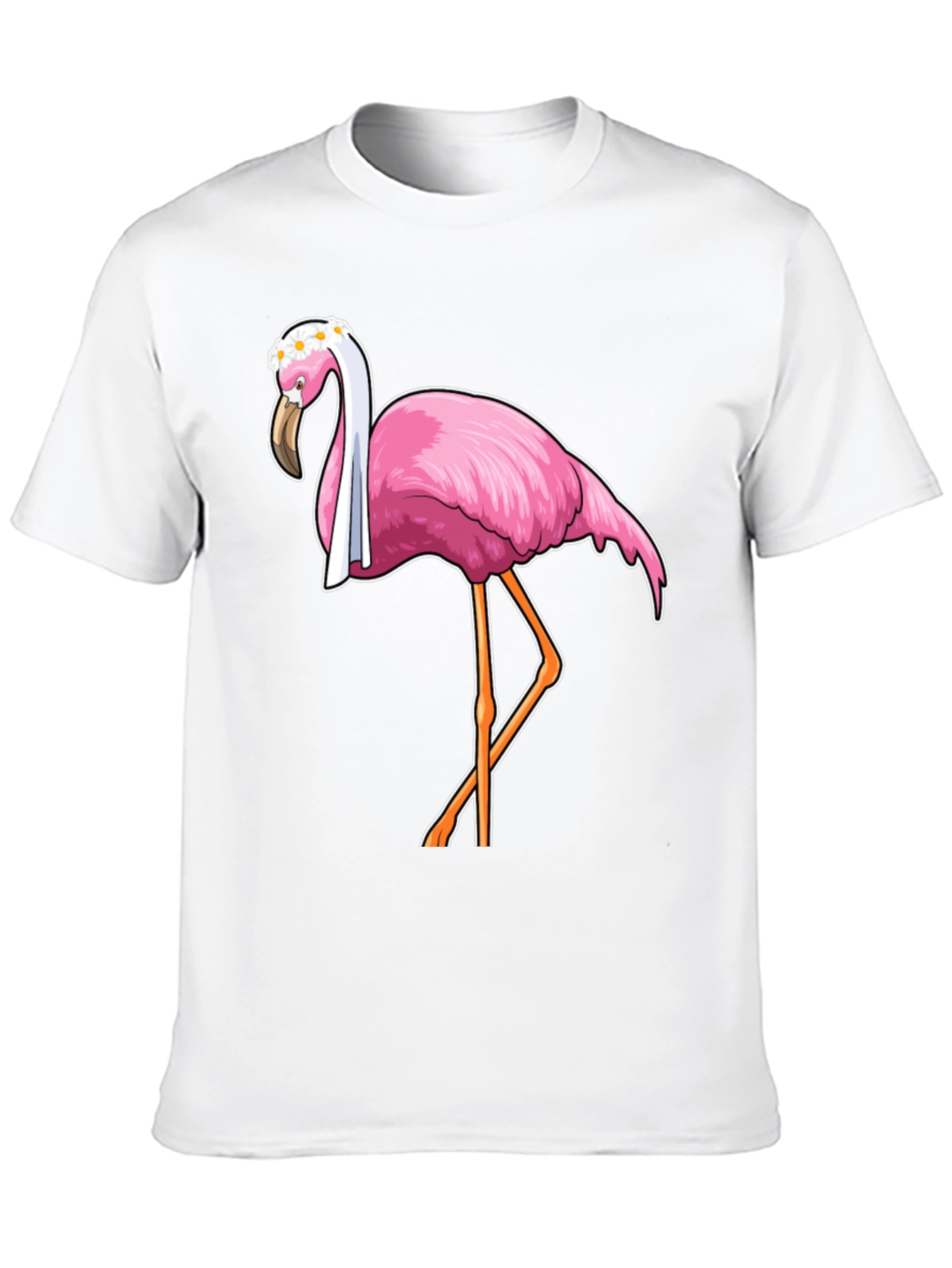 Funny Flamingo T-Shirt with Floral Crown