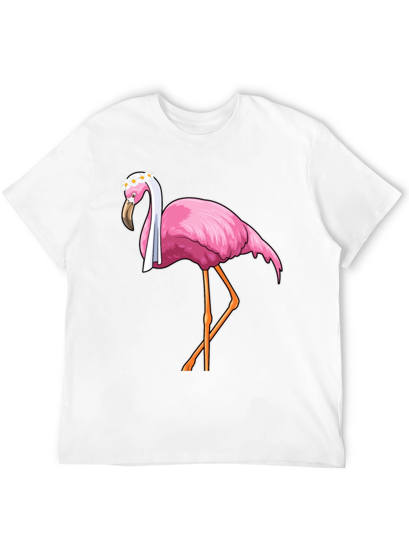 Funny Flamingo T-Shirt with Floral Crown