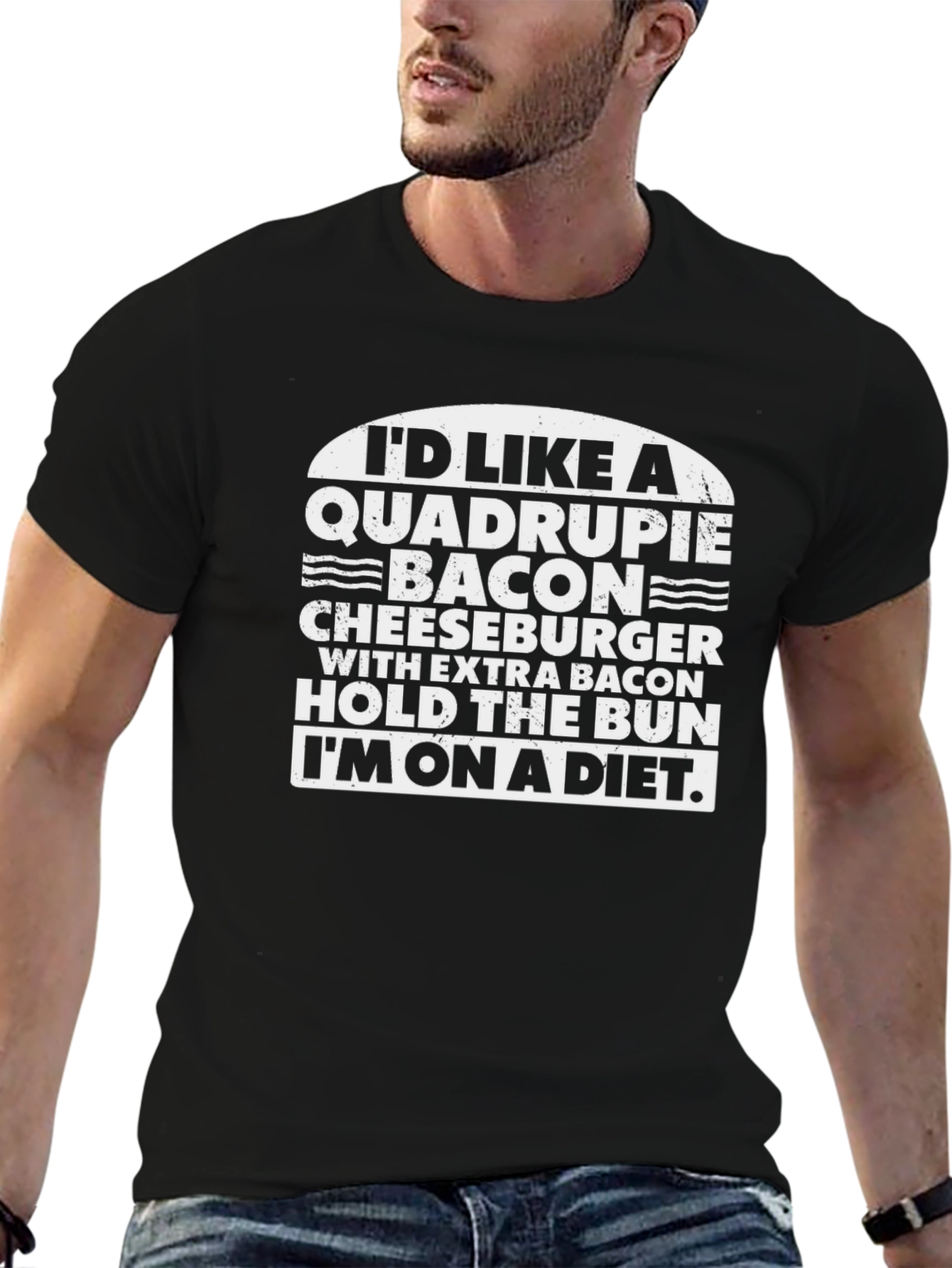 Diet Humor Tee - Quadruple Bacon Cheeseburger