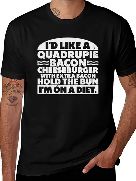 Diet Humor Tee - Quadruple Bacon Cheeseburger
