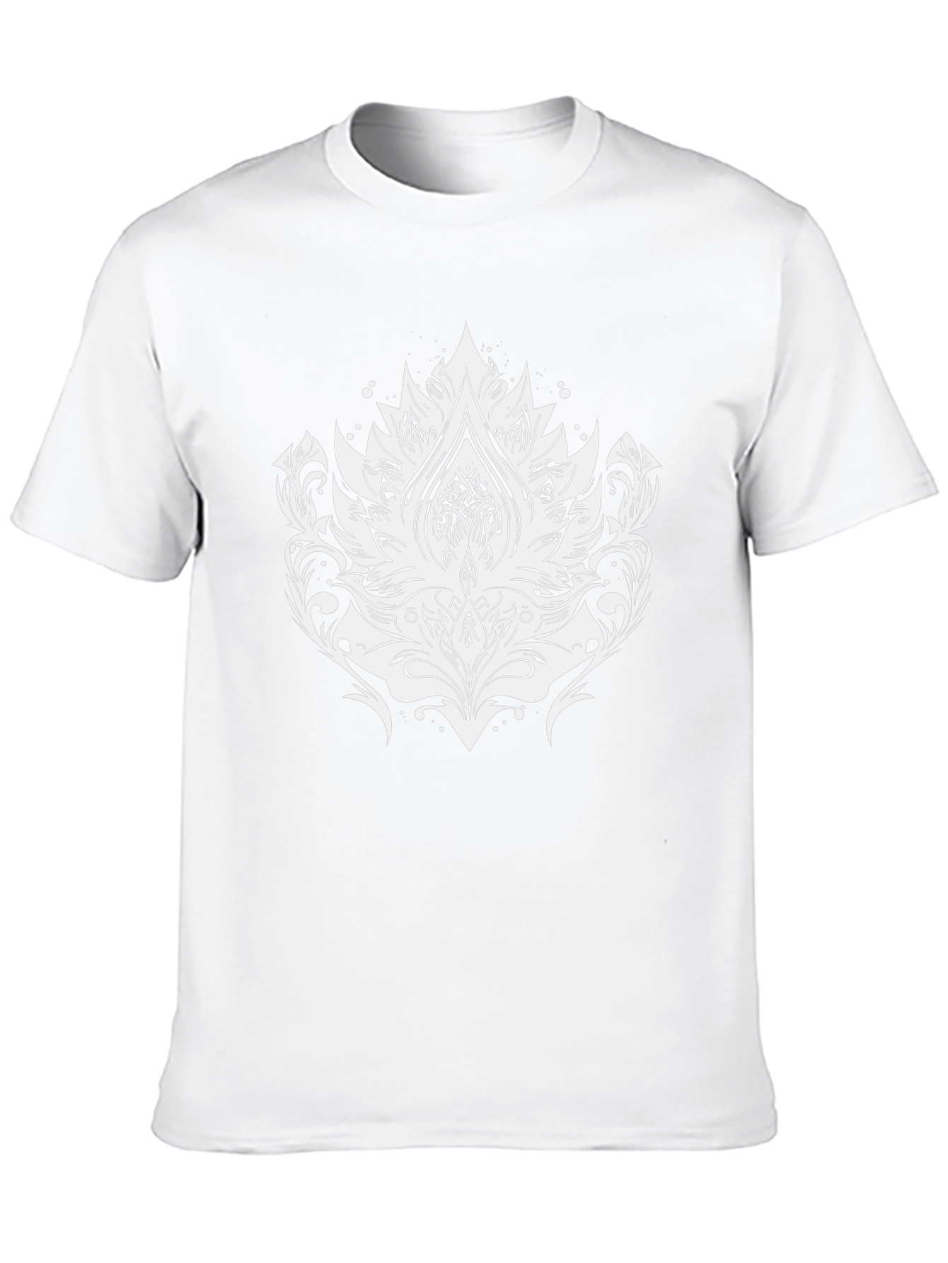Black Tee with Elegant White Lotus Graphic