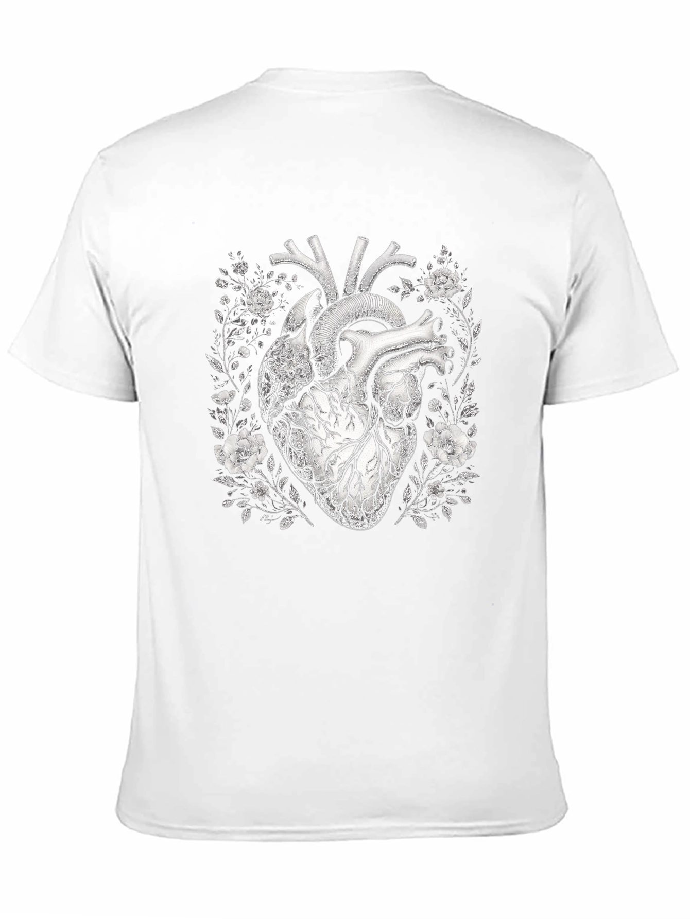Anatomical Heart Floral Black T-Shirt