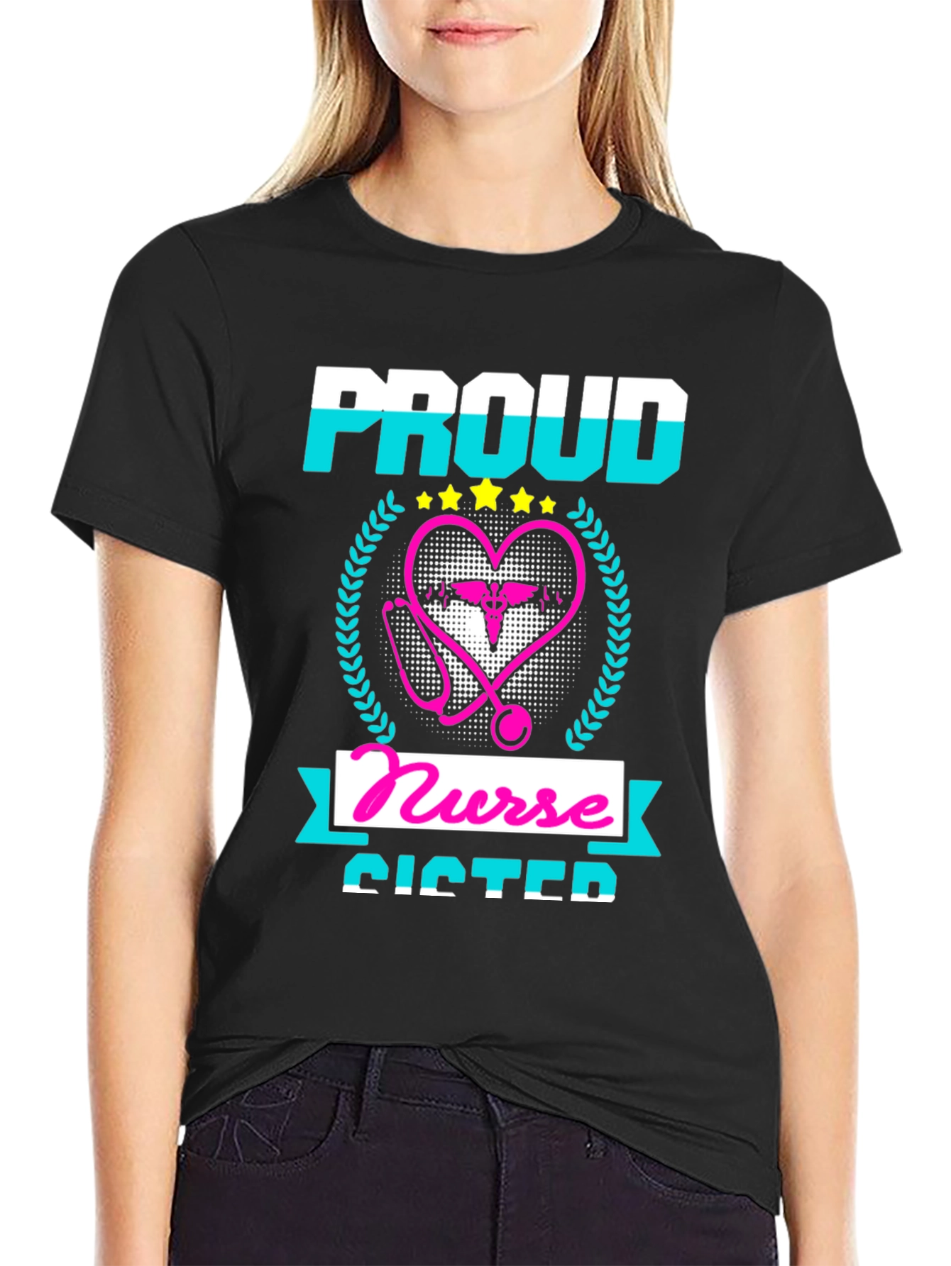 Proud Nurse Sister T-Shirt - Black