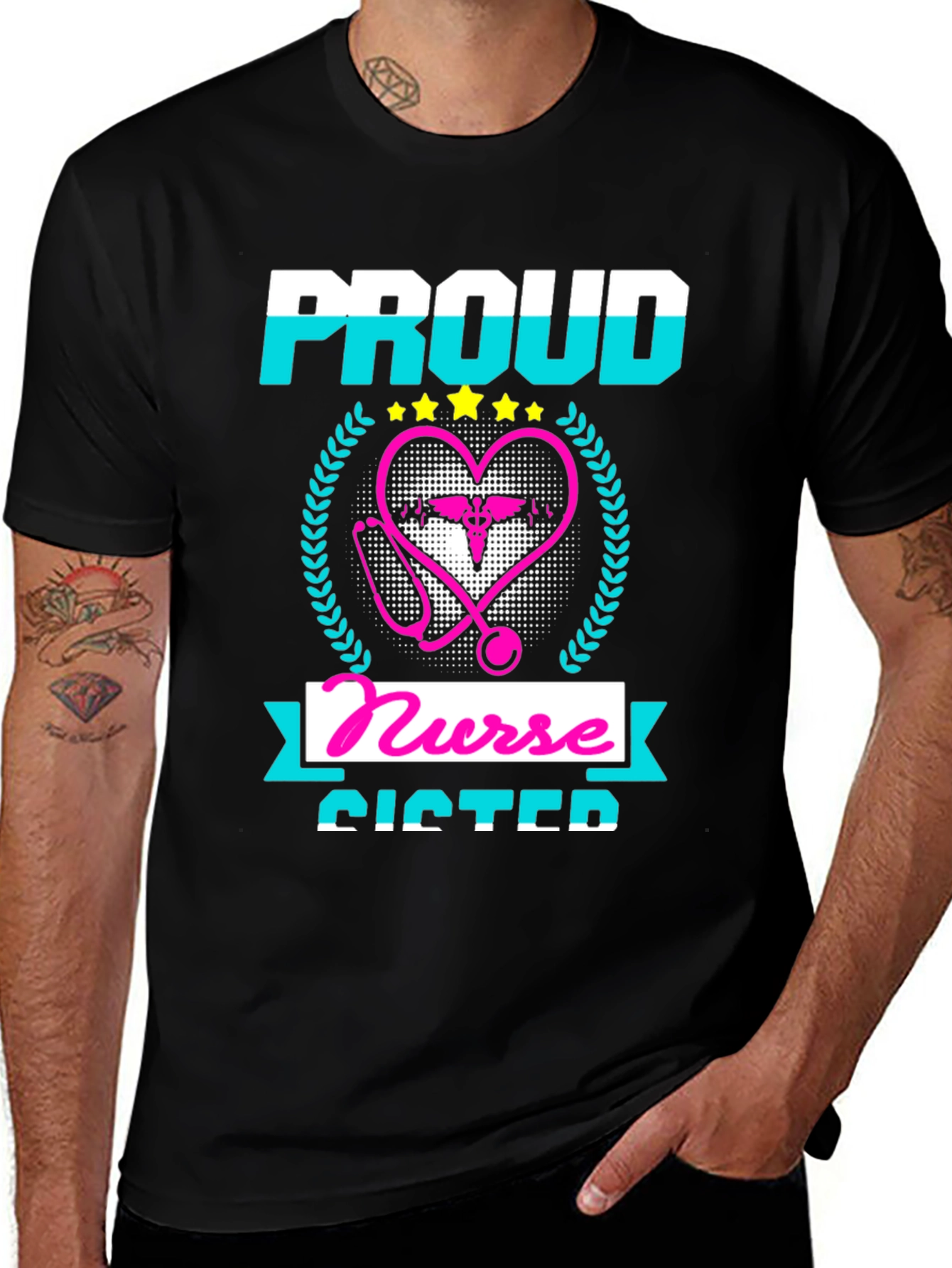 Proud Nurse Sister T-Shirt - Black