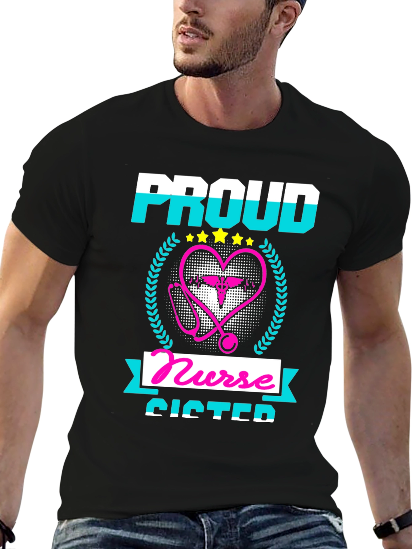 Proud Nurse Sister T-Shirt - Black