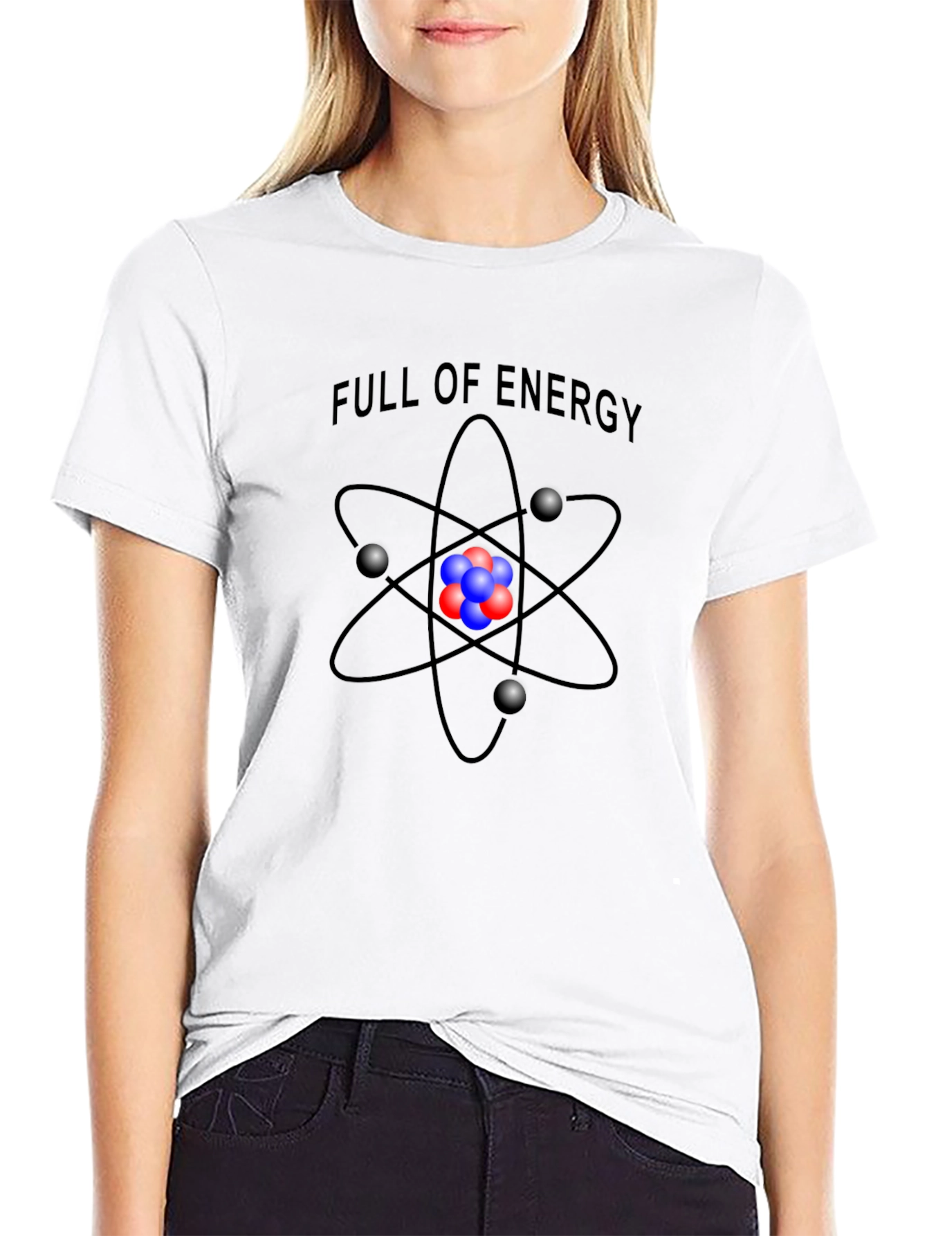 Full of Energy Atom Graphic Black T-Shirt
