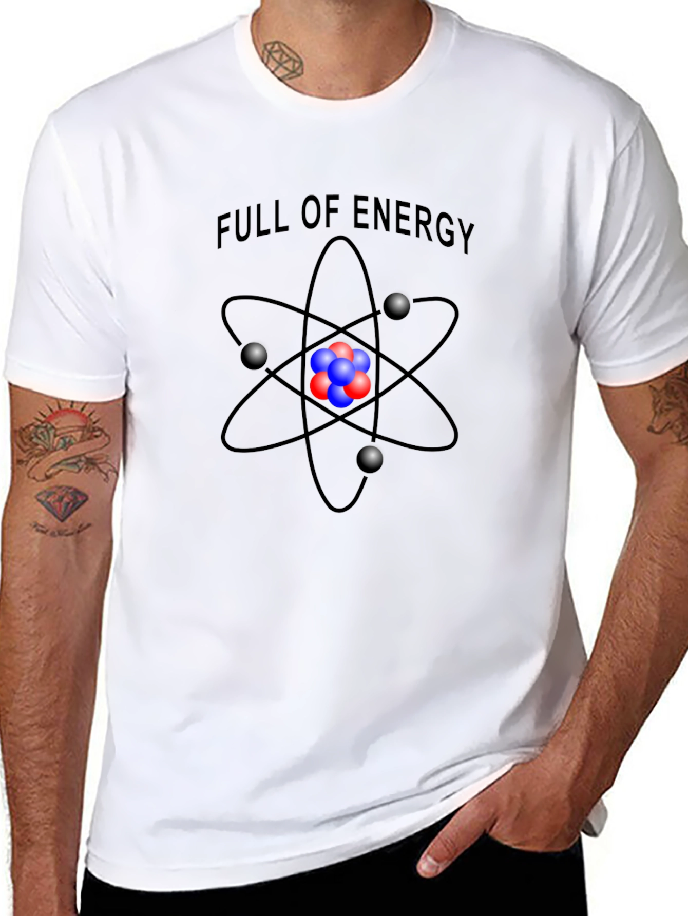 Full of Energy Atom Graphic Black T-Shirt