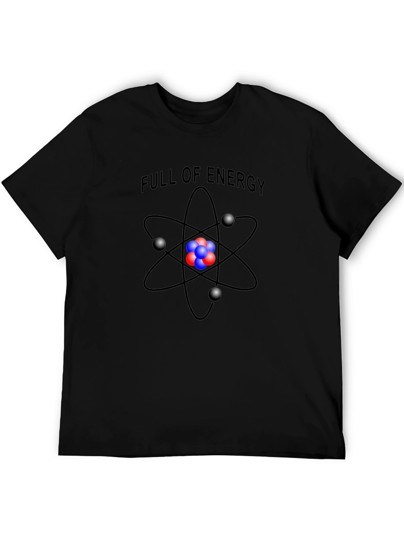 Full of Energy Atom Graphic Black T-Shirt