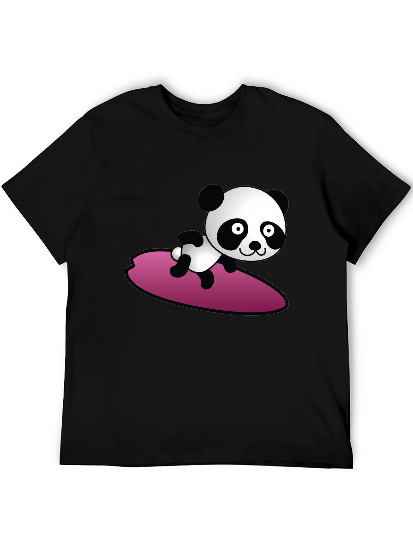 Surfing Panda Graphic Tee - Cool Black T-Shirt